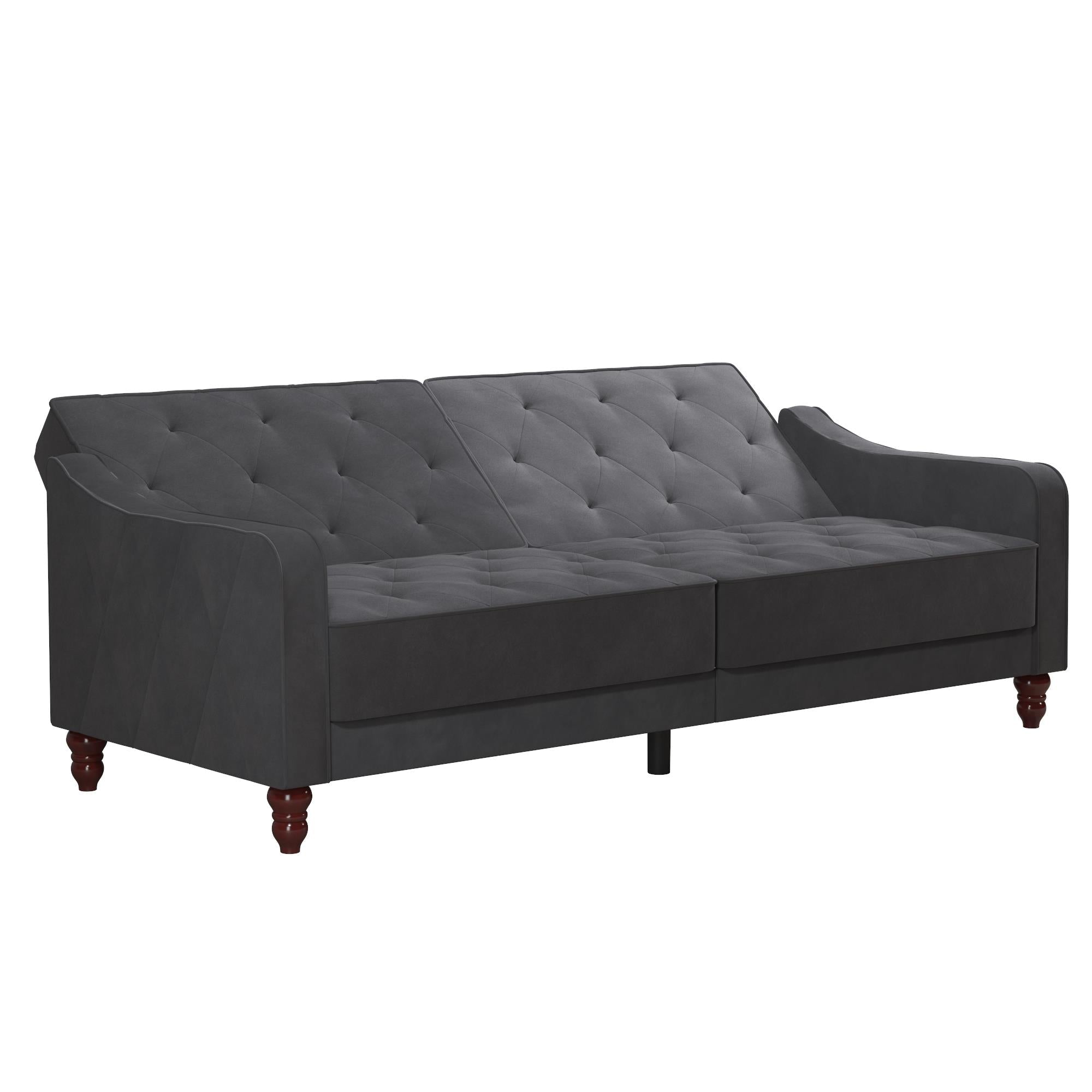 Bäddsoffa - 207x85x88 cm - för 3 personer, klädd med sammet - grå - Vintage - Bäddsoffor - Elegant Vintage 3 - Seater Sleeper Sofa in Grey Velvet - MASTERSTORE - 8595677162172 - Sleeper Sofas - 2238479N - 8595677162172 -