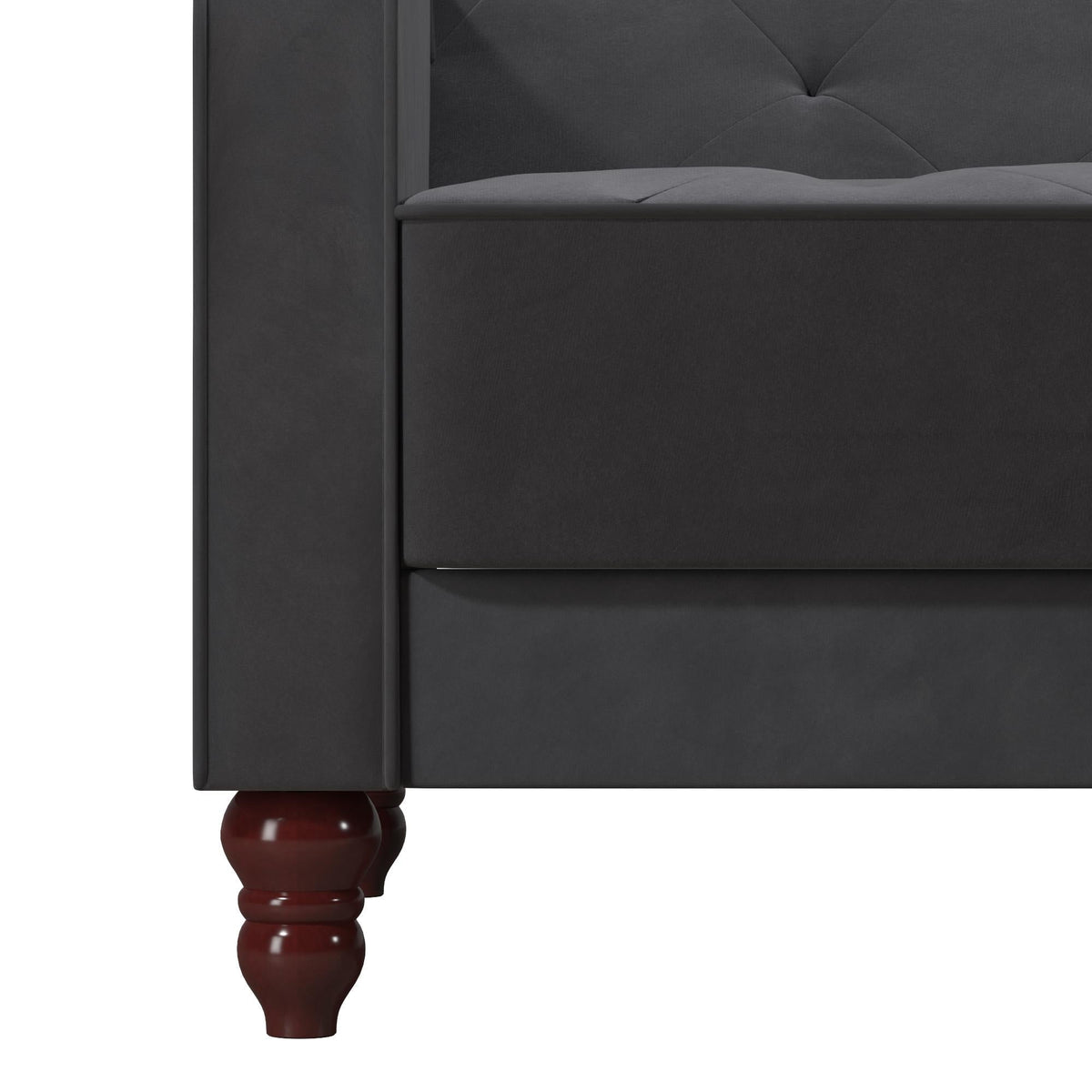 Bäddsoffa - 207x85x88 cm - för 3 personer, klädd i sammet - grå - Vintage