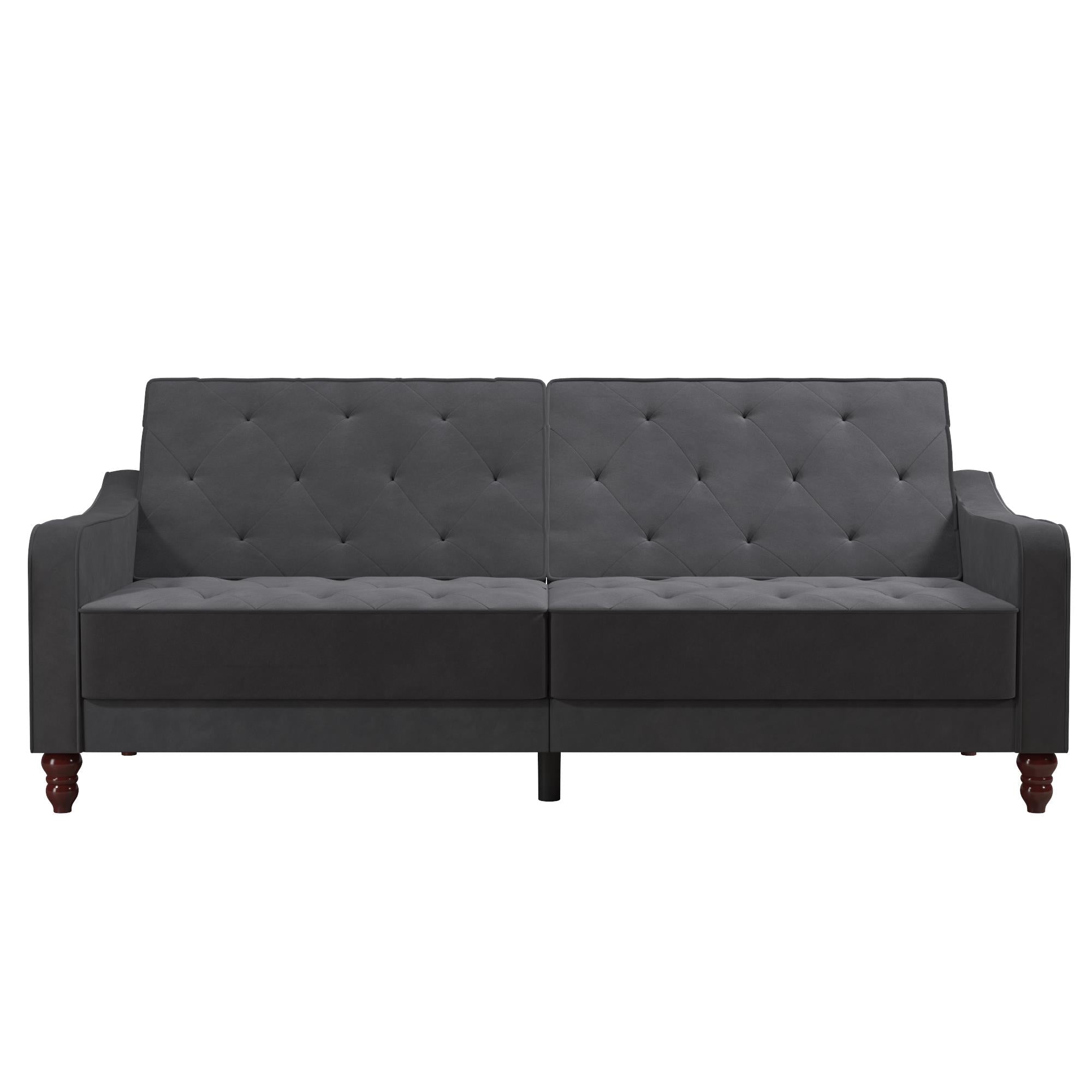Bäddsoffa - 207x85x88 cm - för 3 personer, klädd med sammet - grå - Vintage - Bäddsoffor - Bäddsoffa - 207x85x88 cm - för 3 personer, klädd med sammet - grå - Vintage -