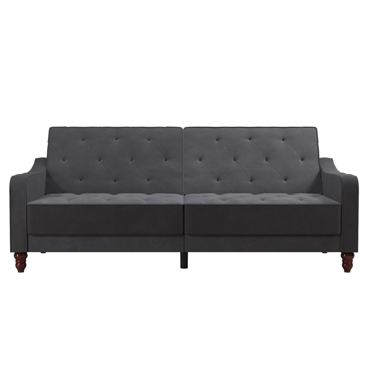 Bäddsoffa - 207x85x88 cm - för 3 personer, klädd i sammet - grå - Vintage