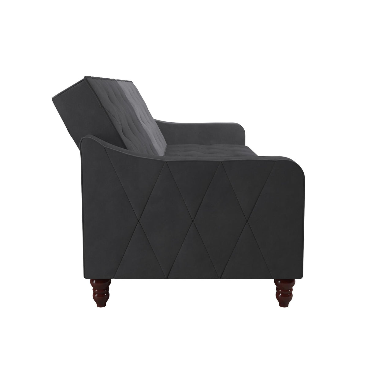 Bäddsoffa - 207x85x88 cm - för 3 personer, klädd i sammet - grå - Vintage