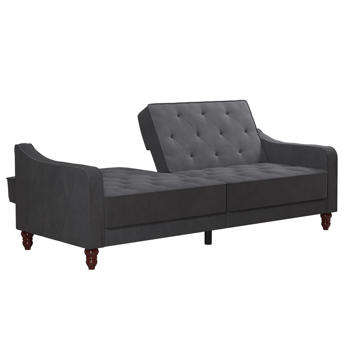 Bäddsoffa - 207x85x88 cm - för 3 personer, klädd i sammet - grå - Vintage