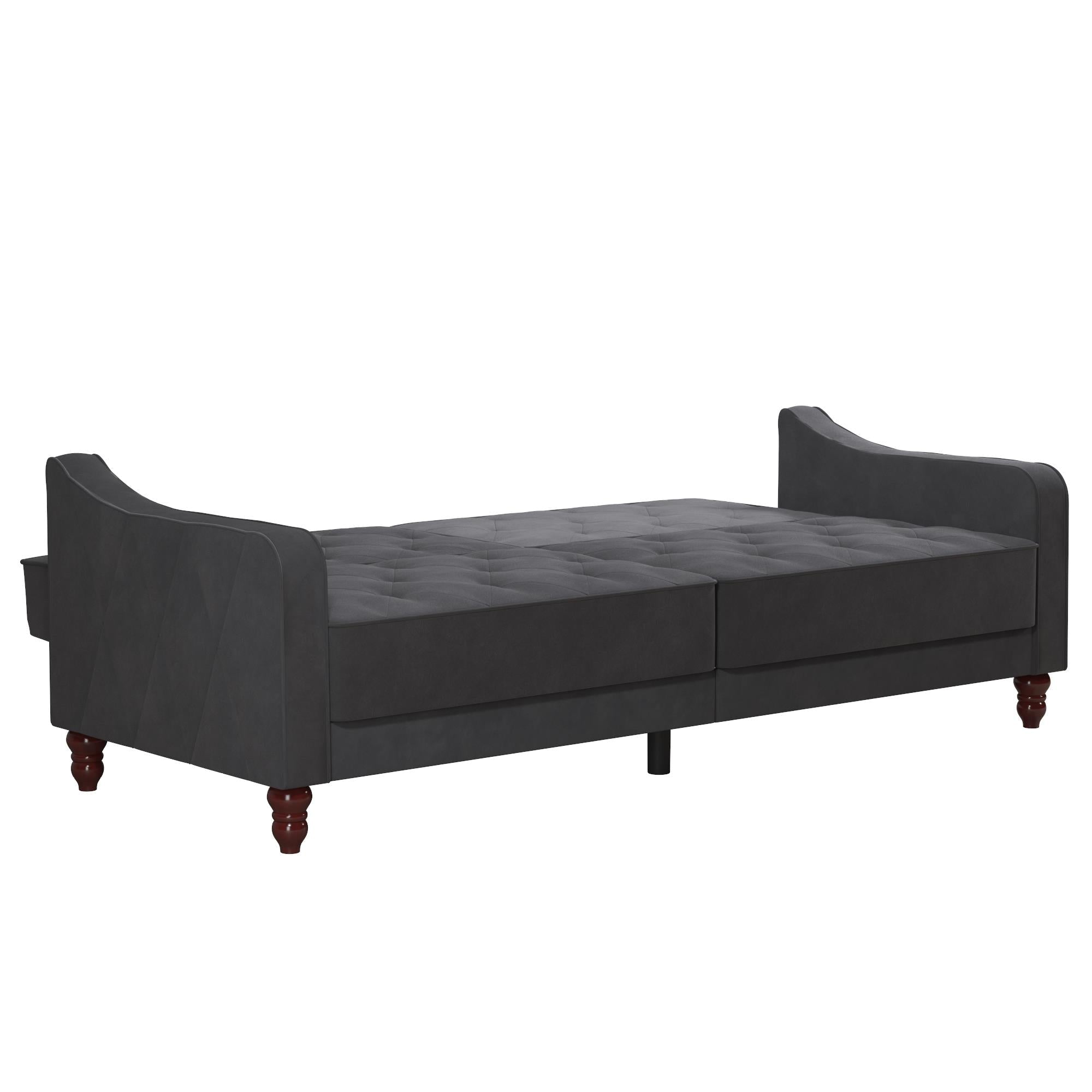 Bäddsoffa - 207x85x88 cm - för 3 personer, klädd med sammet - grå - Vintage - Bäddsoffor - Bäddsoffa - 207x85x88 cm - för 3 personer, klädd med sammet - grå - Vintage -
