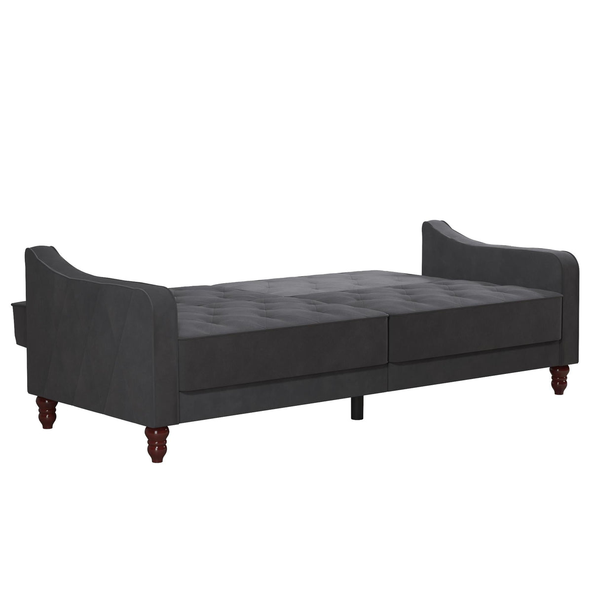 Bäddsoffa - 207x85x88 cm - för 3 personer, klädd i sammet - grå - Vintage