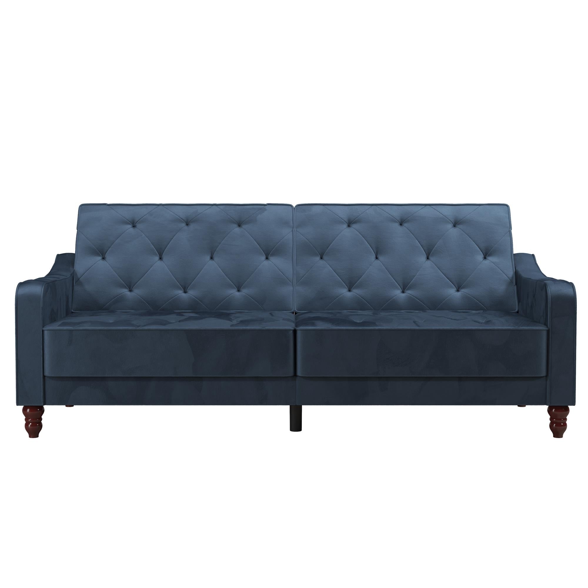 Bäddsoffa - 207x85x 88 cm - för 3 personer, klädd med sammet - blå - Vintage - Bäddsoffor - Bäddsoffa - 207x85x 88 cm - för 3 personer, klädd med sammet - blå - Vintage -
