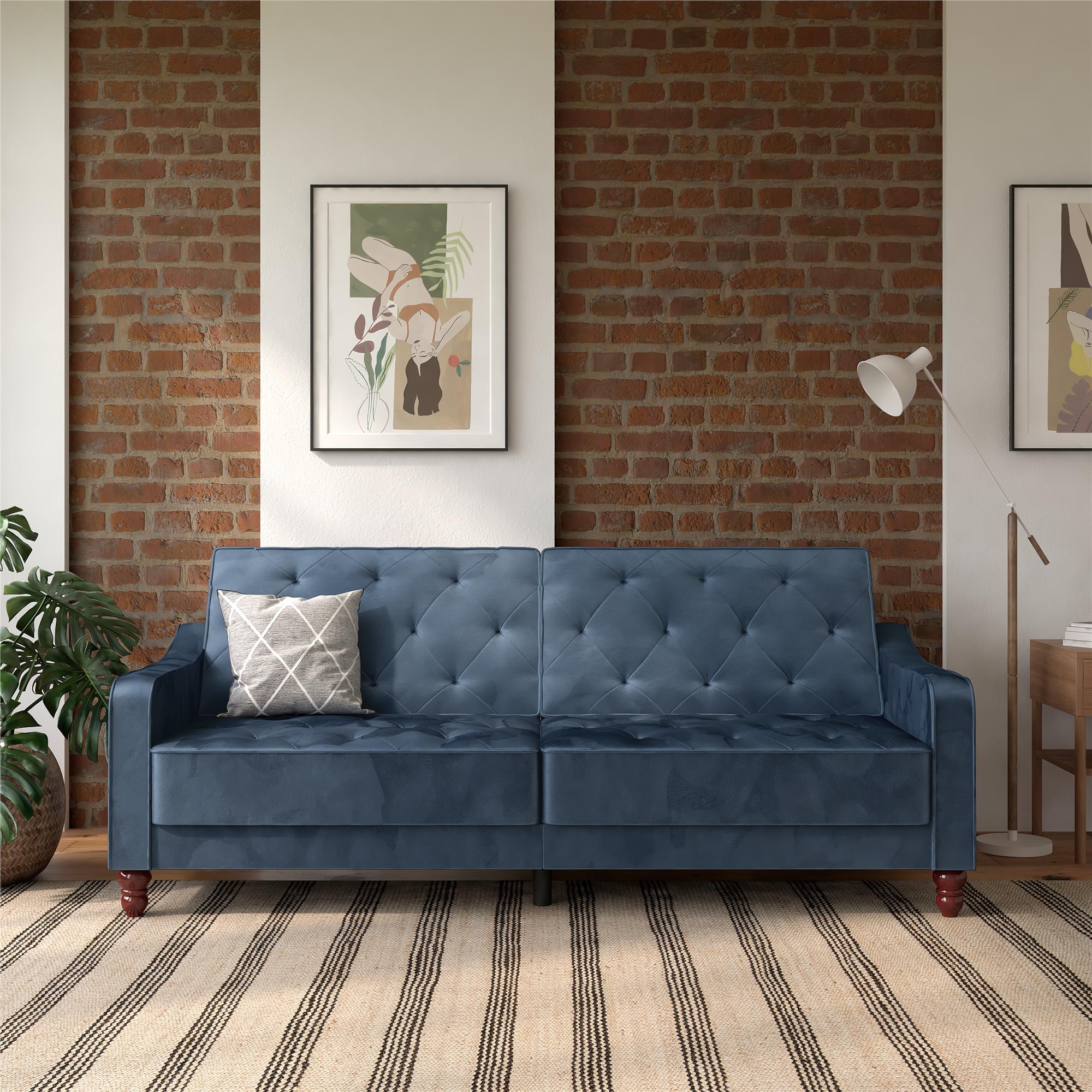 Elegant Blue Vintage 3 - Seater Sofa Bed with Split - Back Function - MASTERSTORE - 8595677162189 - Sofa Beds - 2238679N - 8595677162189