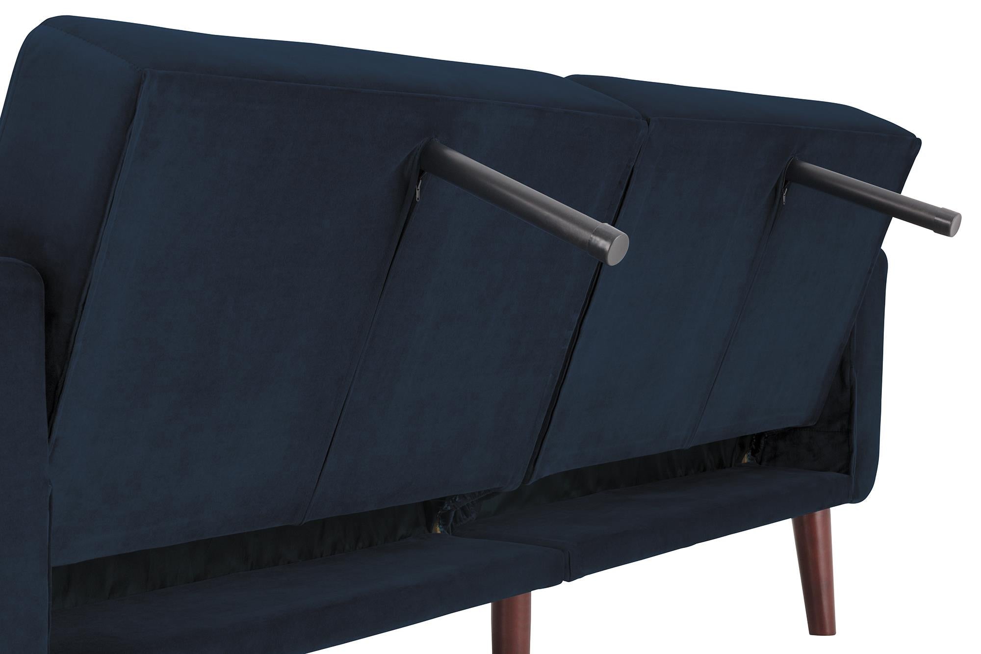 Bäddsoffa - 199x86x83 cm - för 3 personer, klädd med sammet - blå - Nola - Bäddsoffor - Bäddsoffa - 199x86x83 cm - för 3 personer, klädd med sammet - blå - Nola -