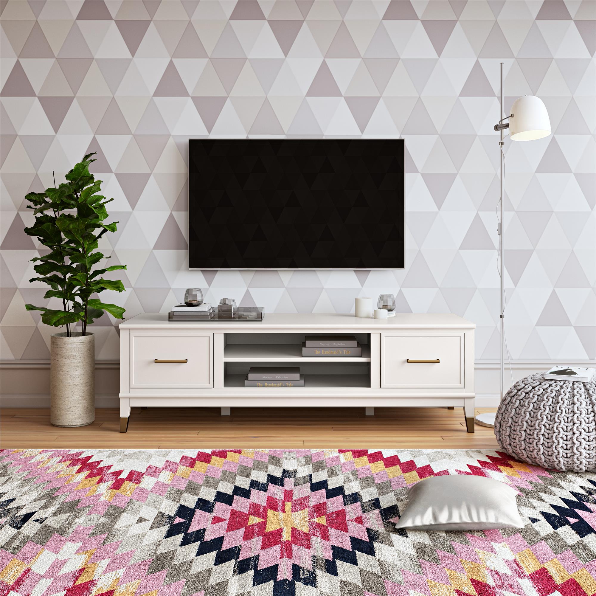 TV - bänk - 151x50x47 cm - med 2 skåp och hyllplan - vit - Westerleigh - TV - möbler - TV - bänk - 151x50x47 cm - med 2 skåp och hyllplan - vit - Westerleigh -