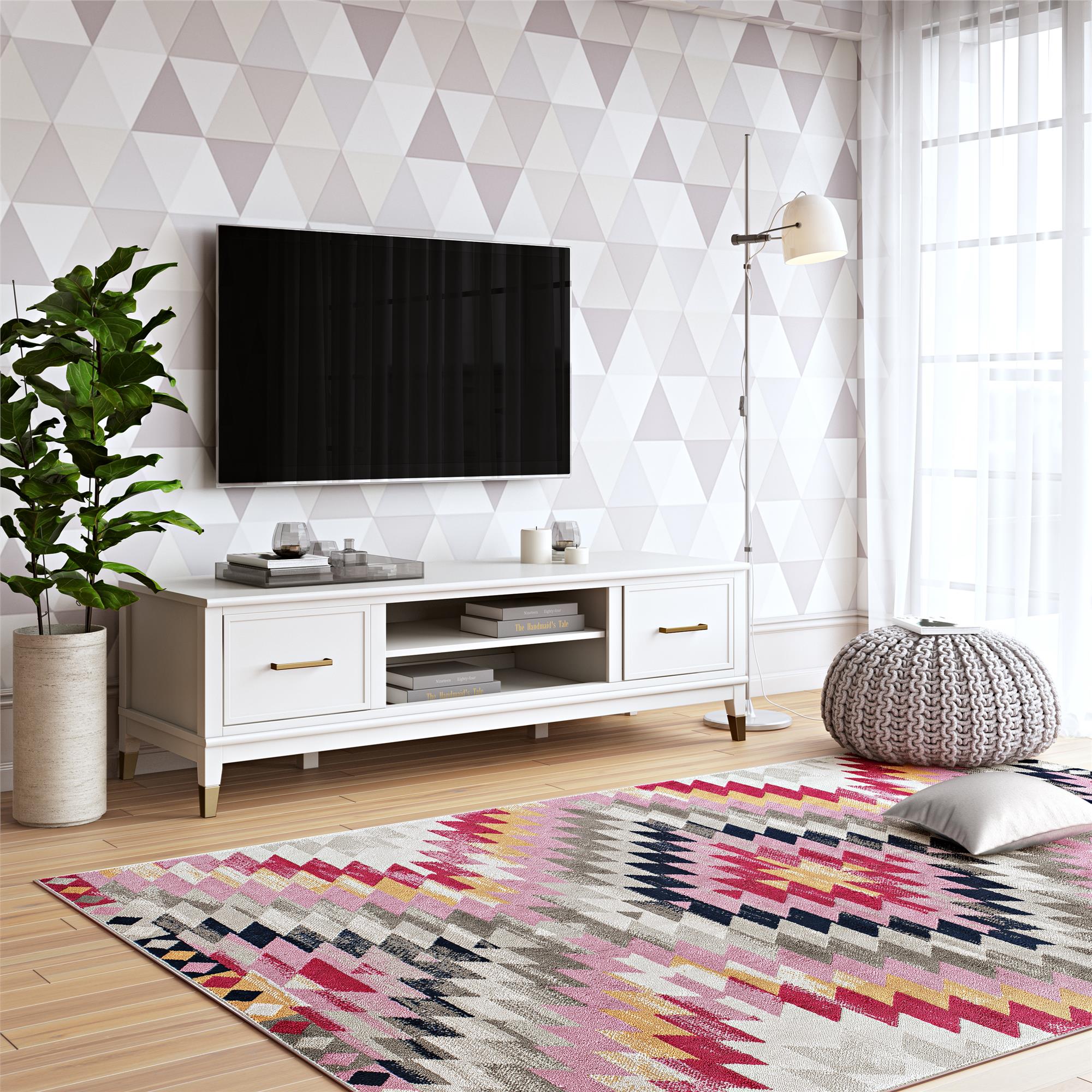 TV-bänk - 151x50x47 cm - med 2 Skåp och hylla - vit - Westerleigh