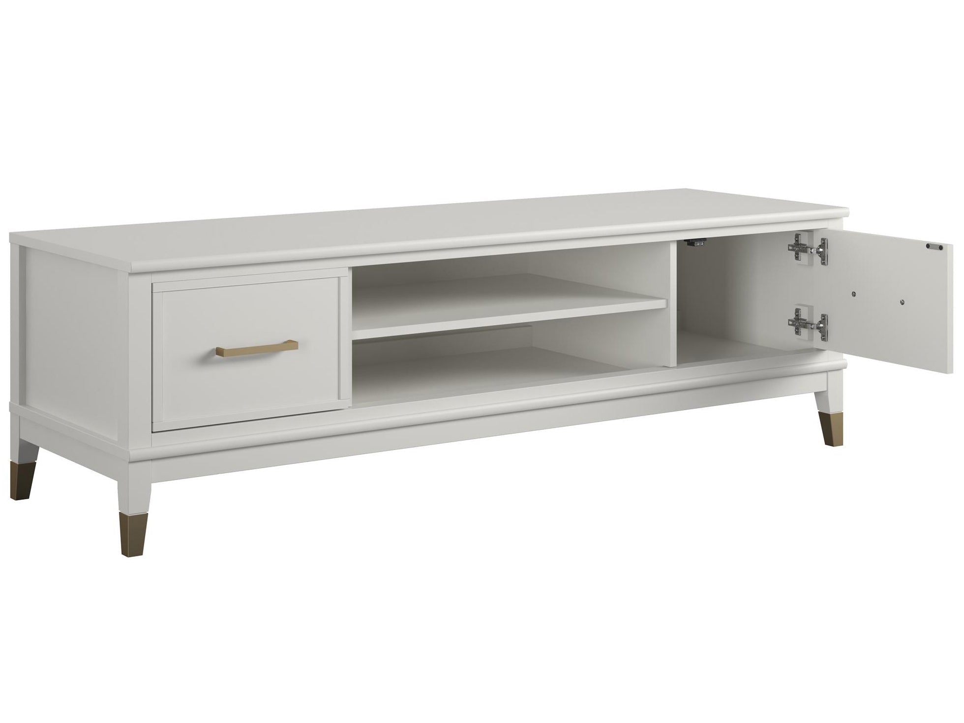 TV - bänk - 151x50x47 cm - med 2 skåp och hyllplan - vit - Westerleigh - TV - möbler - TV - bänk - 151x50x47 cm - med 2 skåp och hyllplan - vit - Westerleigh -