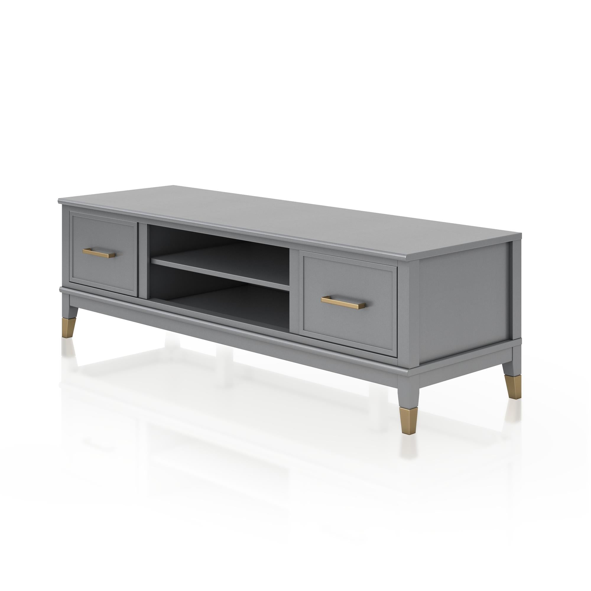 TV - bänk - 151x50x47 cm - med 2 skåp och hyllplan - grå - Westerleigh - TV - möbler - TV - bänk - 151x50x47 cm - med 2 skåp och hyllplan - grå - Westerleigh -