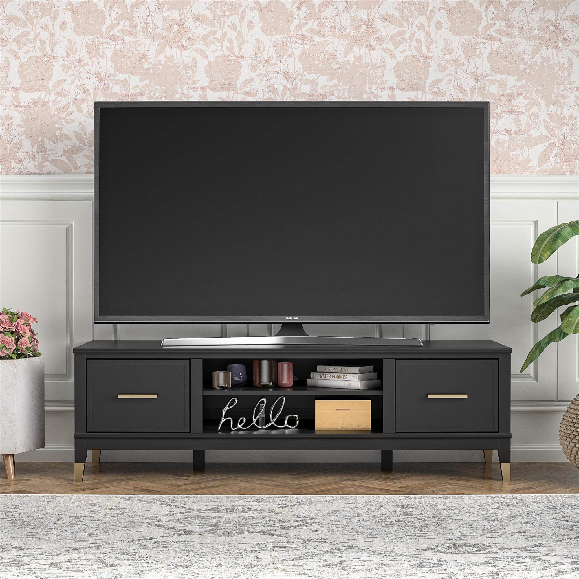 TV-bänk - 151x50x47 cm - med 2 Skåp och hylla - svart - Westerleigh
