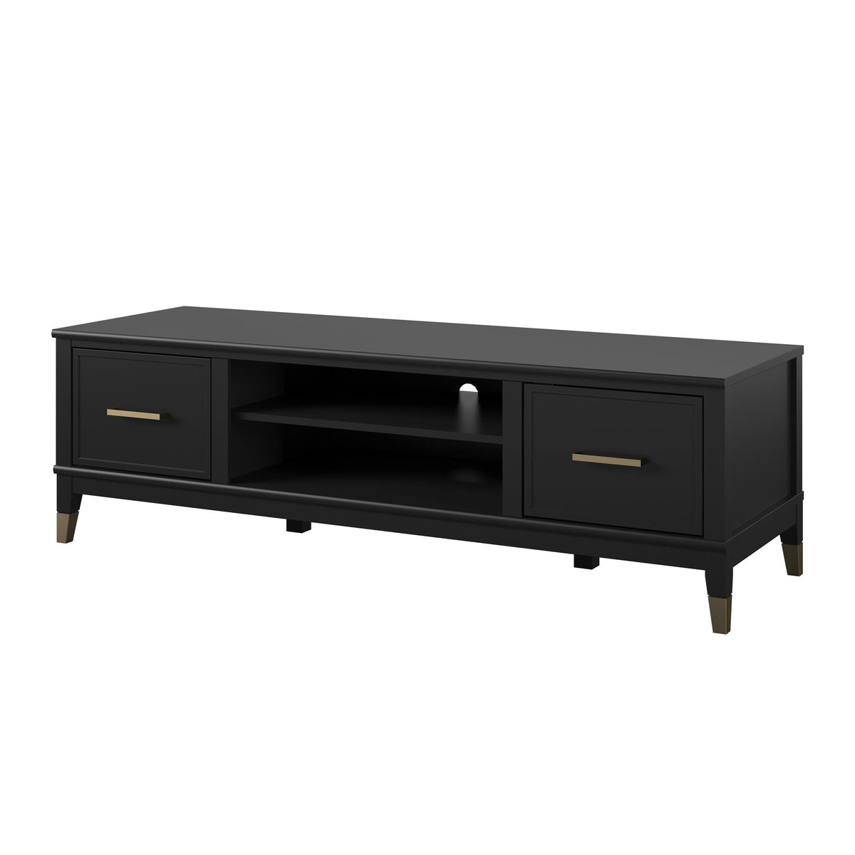 TV-bänk - 151x50x47 cm - med 2 Skåp och hylla - svart - Westerleigh