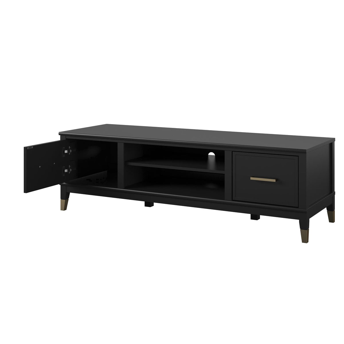 TV-bänk - 151x50x47 cm - med 2 Skåp och hylla - svart - Westerleigh
