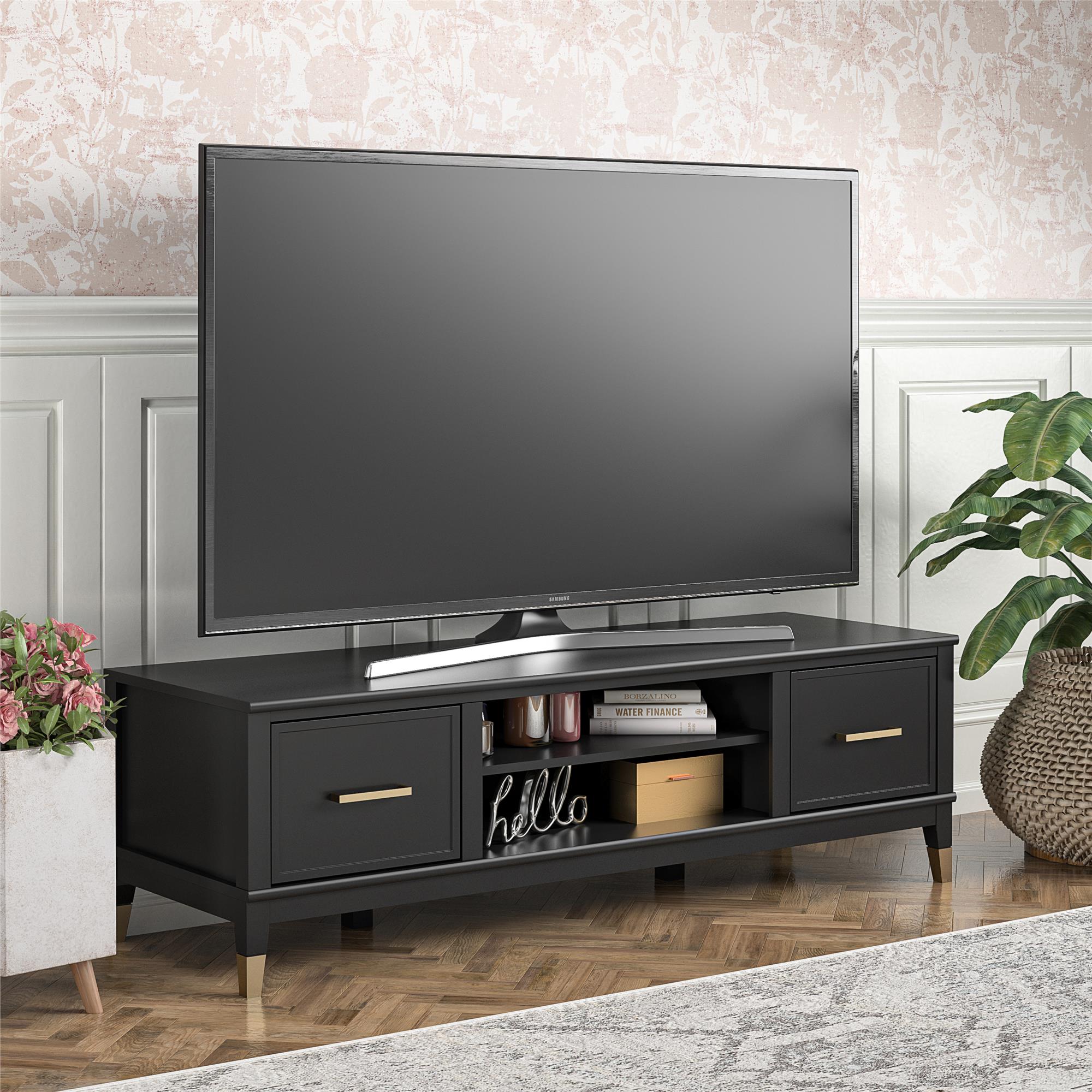 TV-bänk - 151x50x47 cm - med 2 Skåp och hylla - svart - Westerleigh