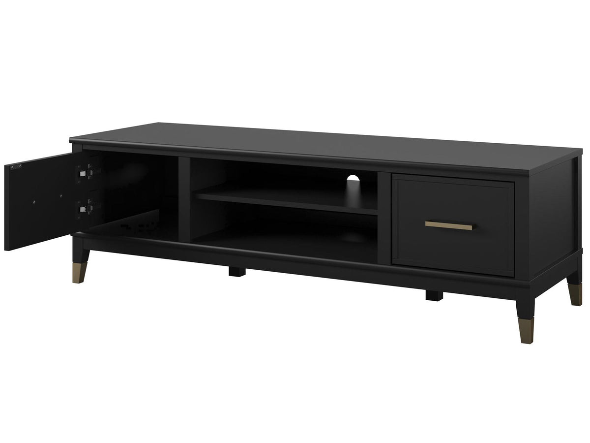 TV-bänk - 151x50x47 cm - med 2 Skåp och hylla - svart - Westerleigh