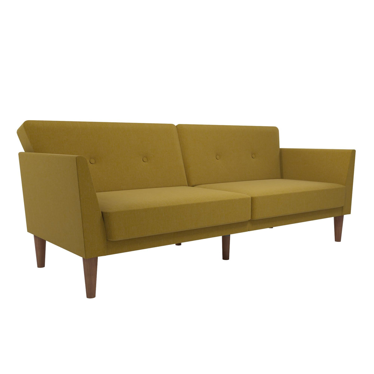 Bäddsoffa - 204x85x83 cm - för 3 personer, klädd med linne - gul - Regal