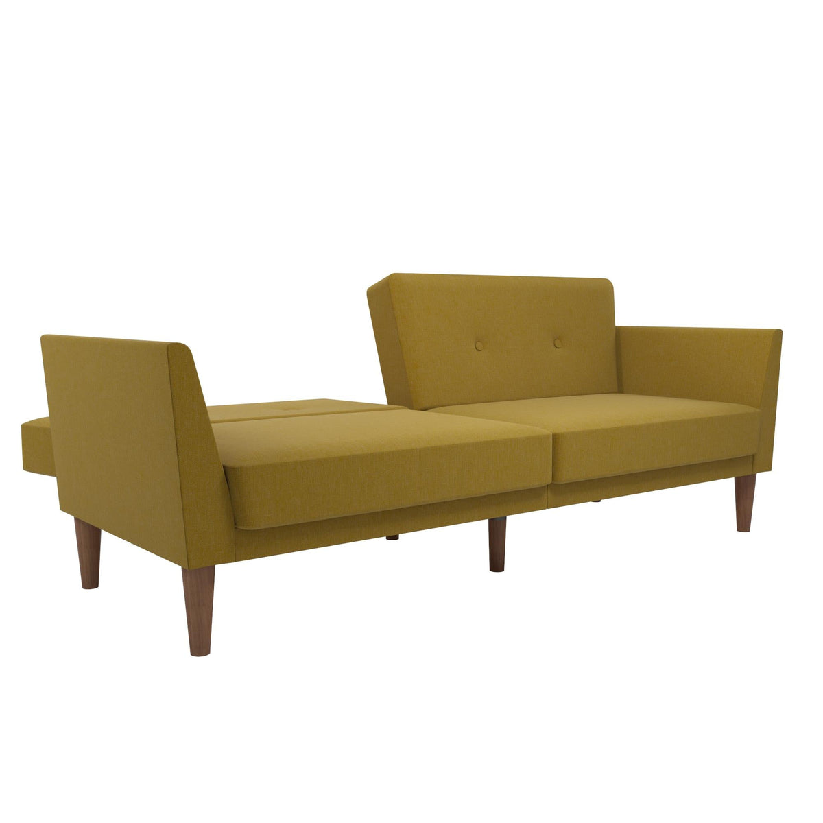 Bäddsoffa - 204x85x83 cm - för 3 personer, klädd med linne - gul - Regal