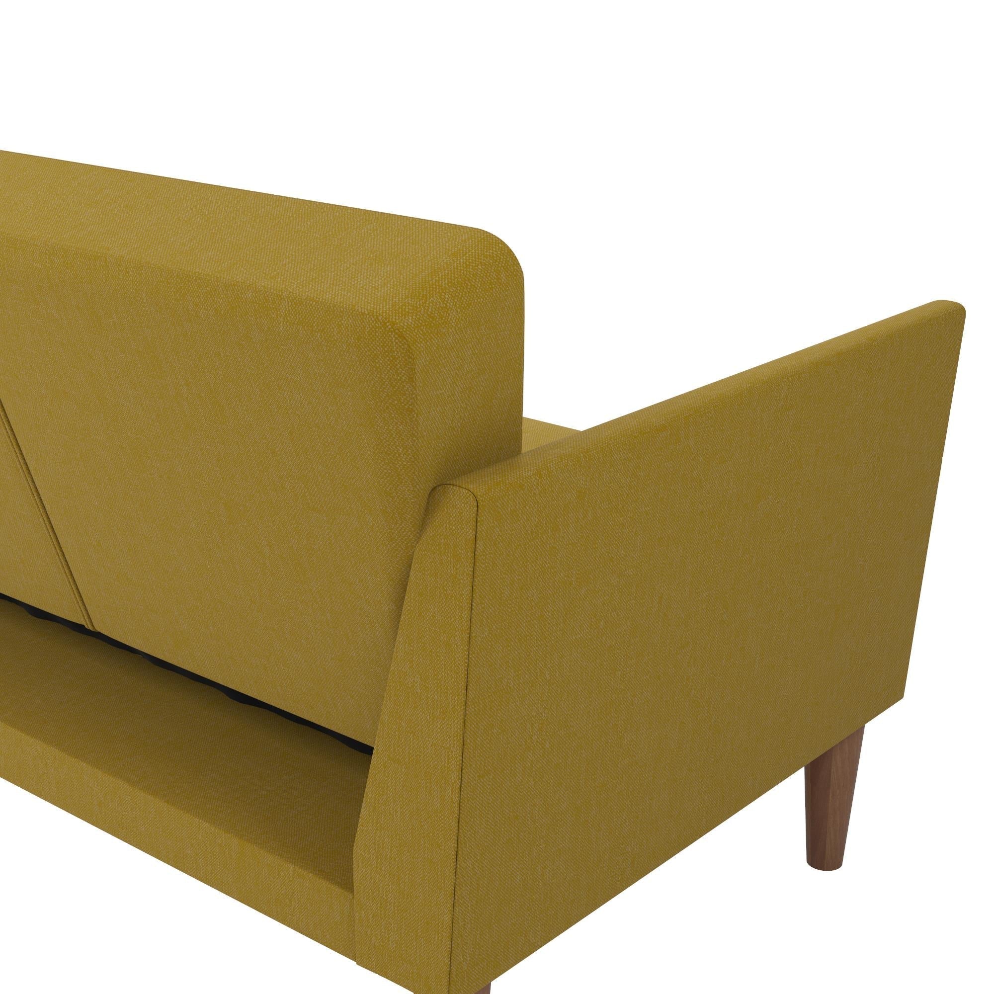Bäddsoffa - 204x85x83 cm - för 3 personer, klädd med linne - gul - Regal - Bäddsoffor - Bäddsoffa - 204x85x83 cm - för 3 personer, klädd med linne - gul - Regal -