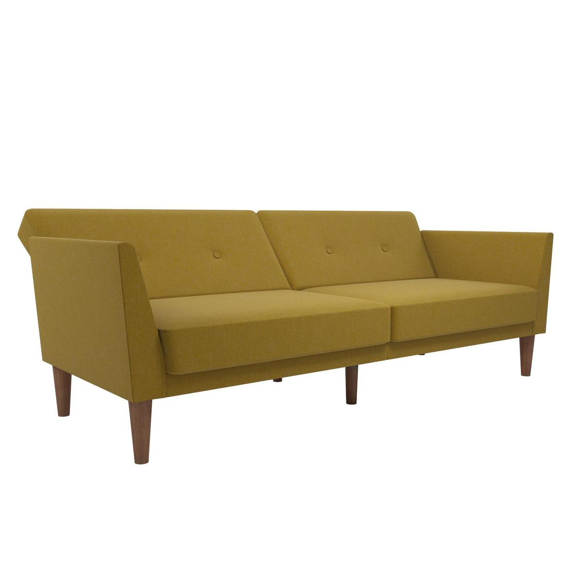 Bäddsoffa - 204x85x83 cm - för 3 personer, klädd med linne - gul - Regal