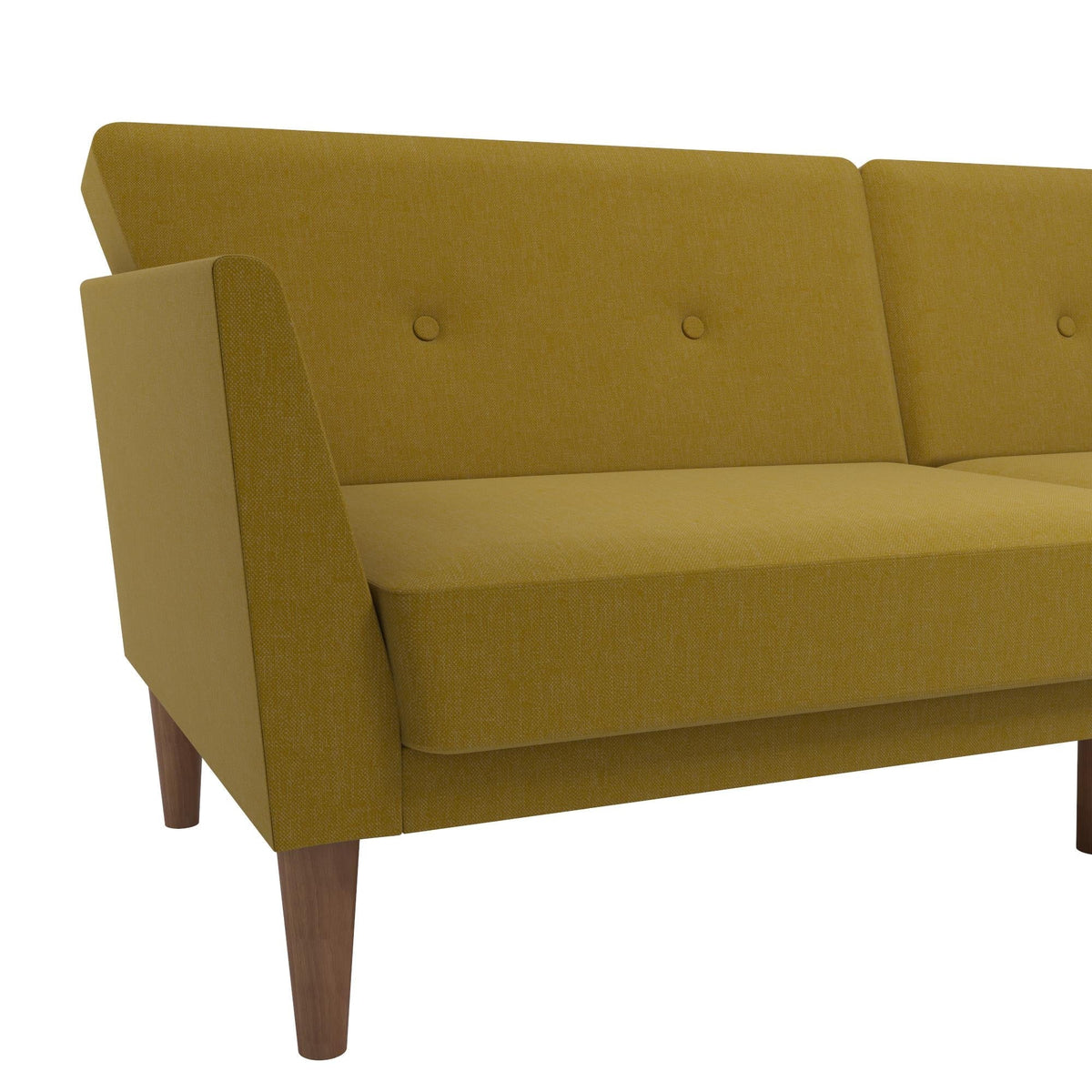 Bäddsoffa - 204x85x83 cm - för 3 personer, klädd med linne - gul - Regal