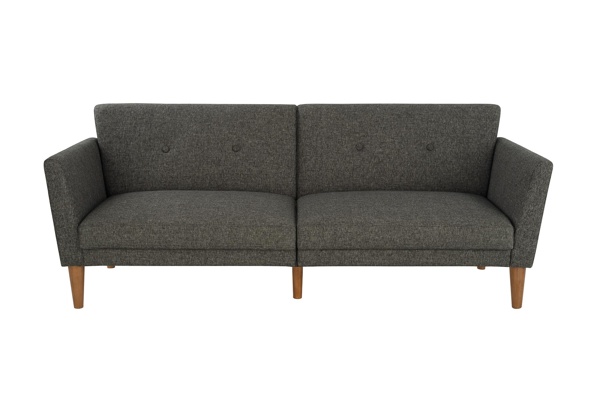 Bäddsoffa - 204x85x83 cm - för 3 personer, klädd med linne - grå - Regal