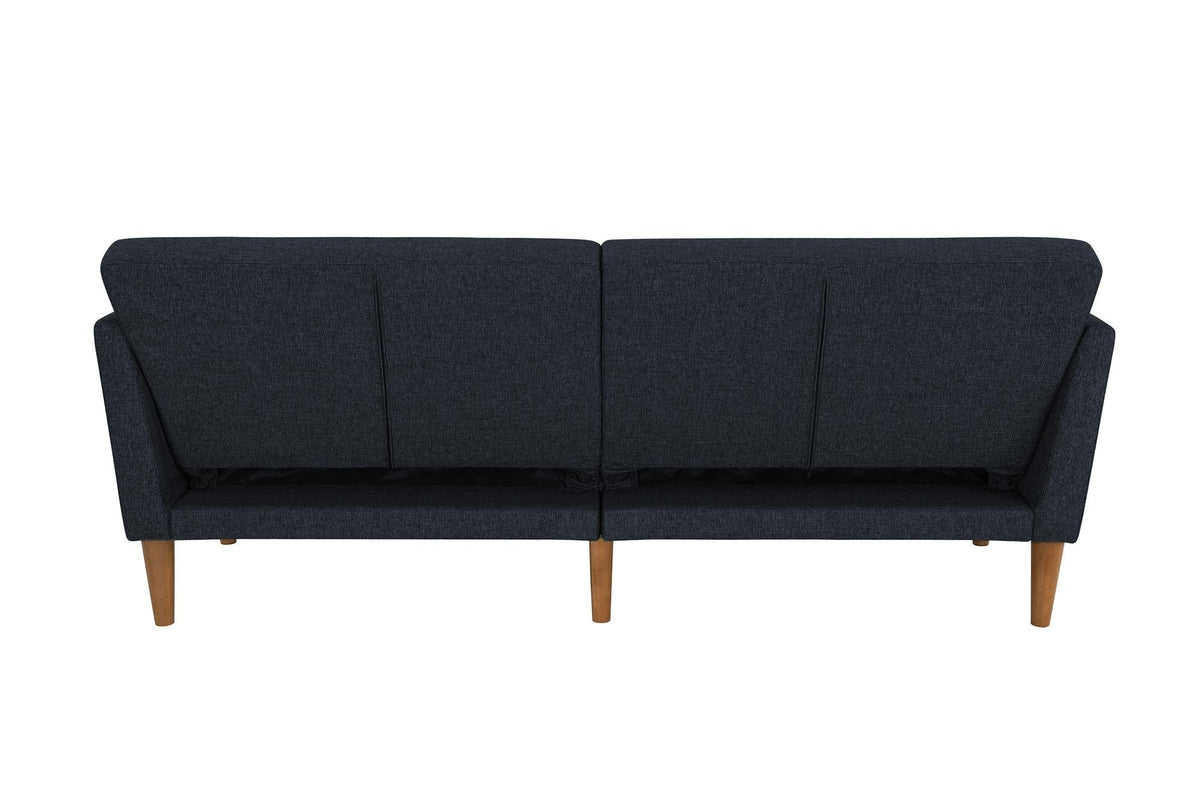 Bäddsoffa - 204x85x83 cm - för 3 personer, klädd med linne - blå - Regal