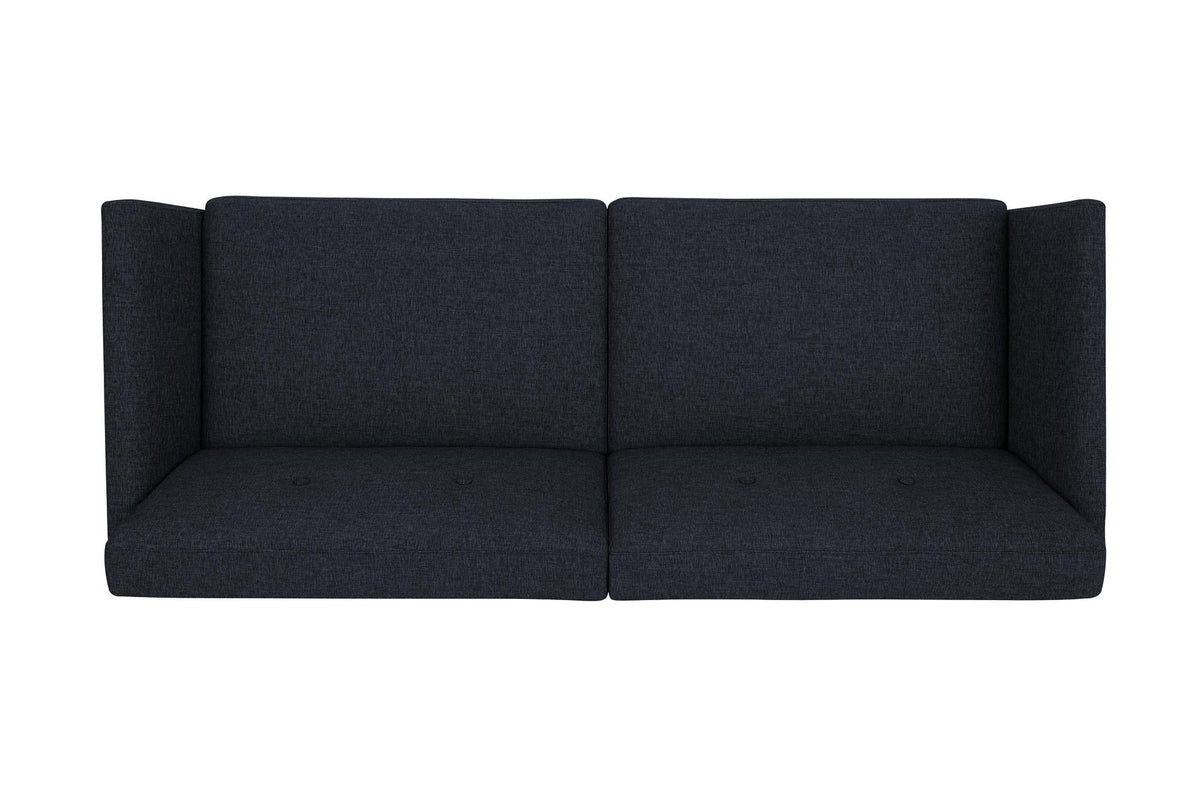 Bäddsoffa - 204x85x83 cm - för 3 personer, klädd med linne - blå - Regal