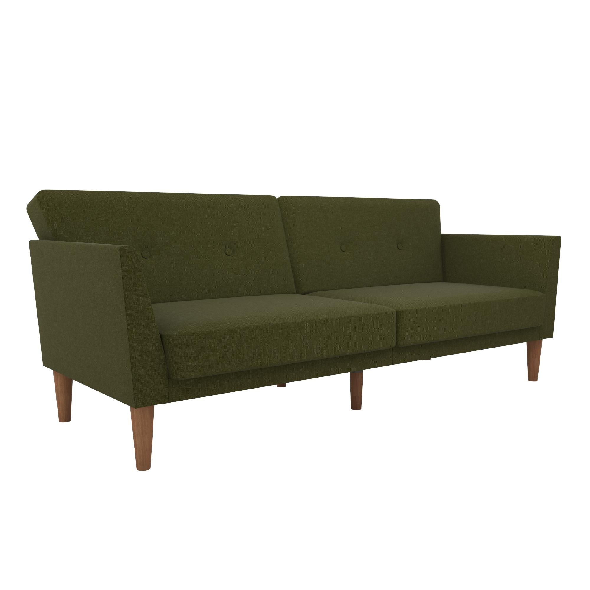 Bäddsoffa - 204x85x83 cm - för 3 personer, klädd med linne - grön - Regal - Bäddsoffor - Bäddsoffa - 204x85x83 cm - för 3 personer, klädd med linne - grön - Regal -
