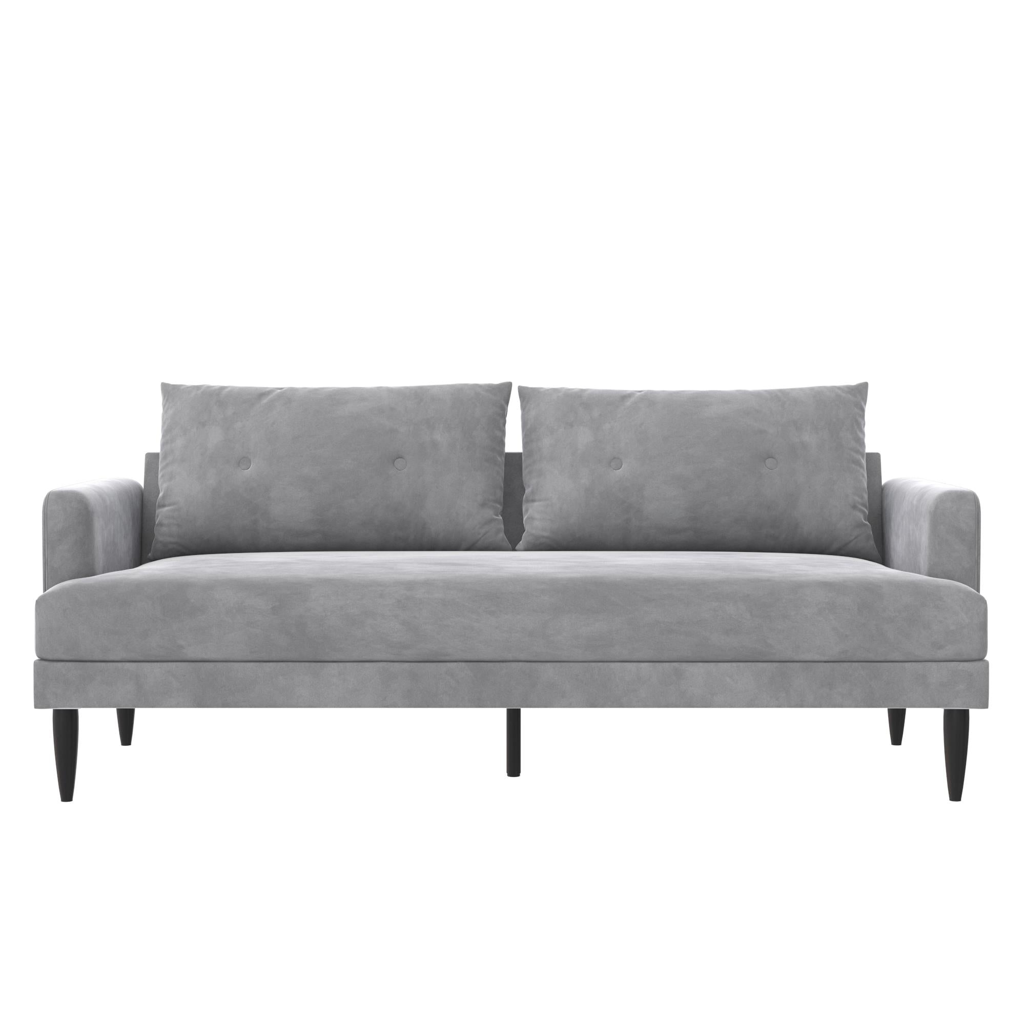 Soffa - 200x79x84 cm - för 3 personer, med sammetsklädsel och svarta metallben - grå - Bailey
