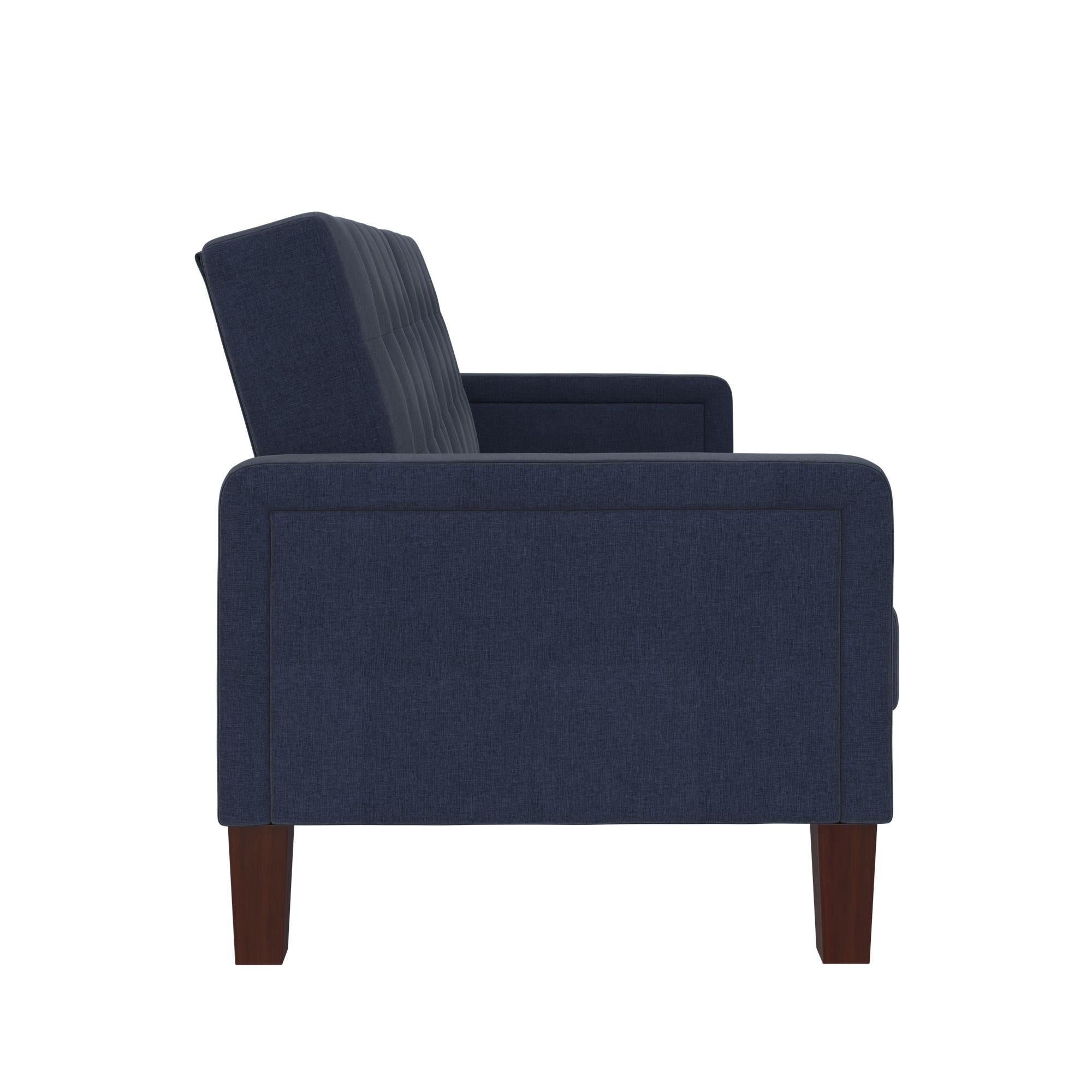 Bäddsoffa - 199x88x86 cm - för 3 personer, klädd med sammet - blå - Porter - Bäddsoffor - Bäddsoffa - 199x88x86 cm - för 3 personer, klädd med sammet - blå - Porter -
