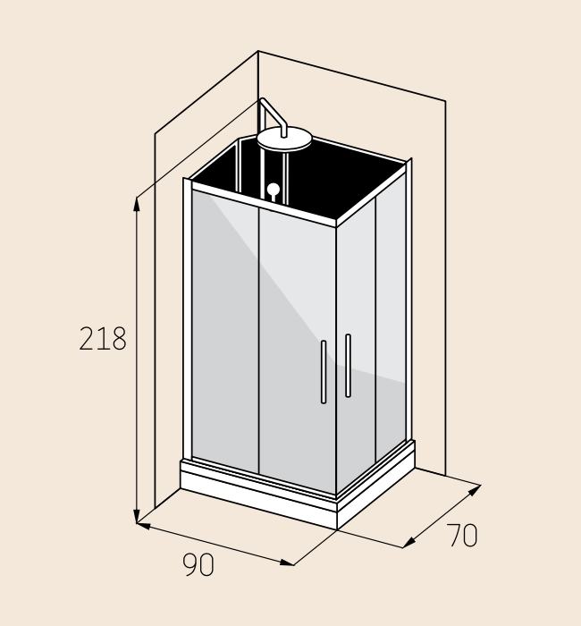 Gilleleje, Shower Cabin Set - Code, Black Glass - 70 cm - MASTERSTORE - 8595677170467 - Shower Cabin Set - Code - 20 - 709 - 01 - 52 - 00 - 8595677170467