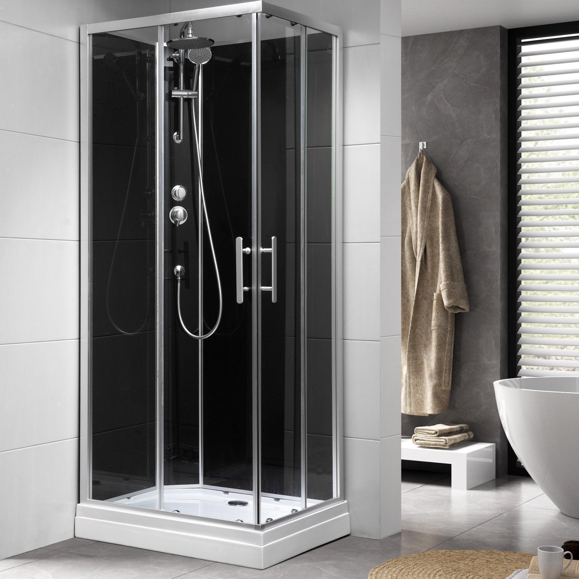 Gilleleje, Shower Cabin Set - Code, Black Glass - 80 cm - MASTERSTORE - 8595677170474 - Shower Cabin Set - Code - 20 - 808 - 01 - 52 - 00 - 8595677170474