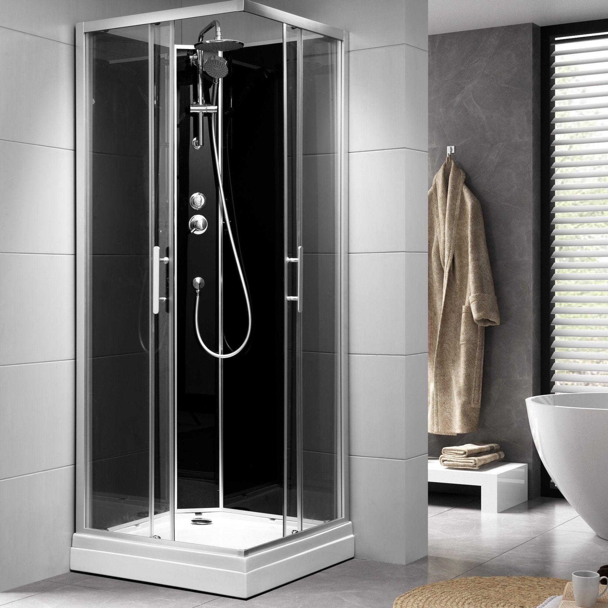 Gilleleje, Shower Cabin Set - Code, Black Glass - 80 cm - MASTERSTORE - 8595677170474 - Shower Cabin Set - Code - 20 - 808 - 01 - 52 - 00 - 8595677170474