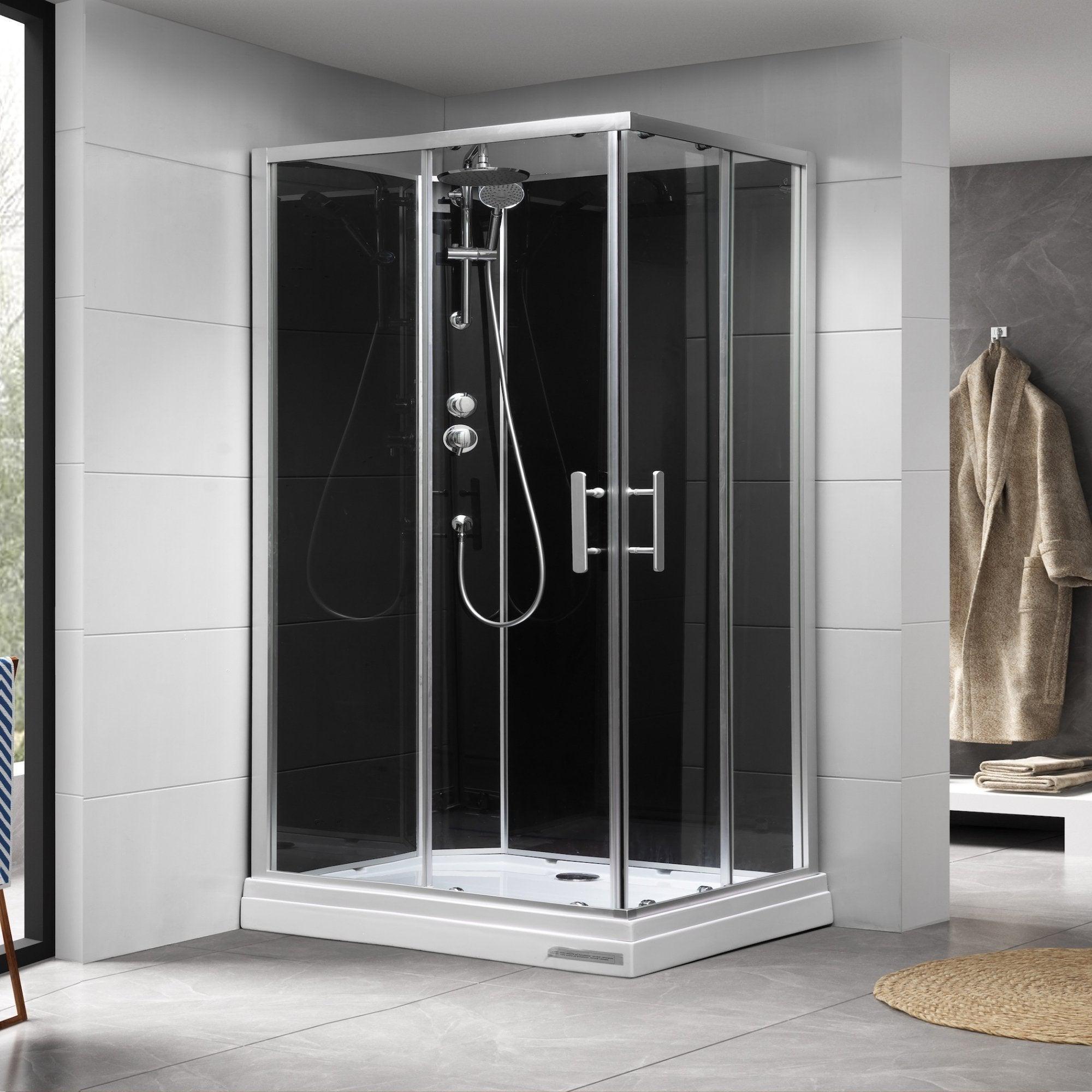 Gilleleje, Shower Cabin Set - Code, Black Glass - 90 cm - MASTERSTORE - 8595677170481 - Shower Cabin Set - Code - 20 - 909 - 01 - 52 - 00 - 8595677170481