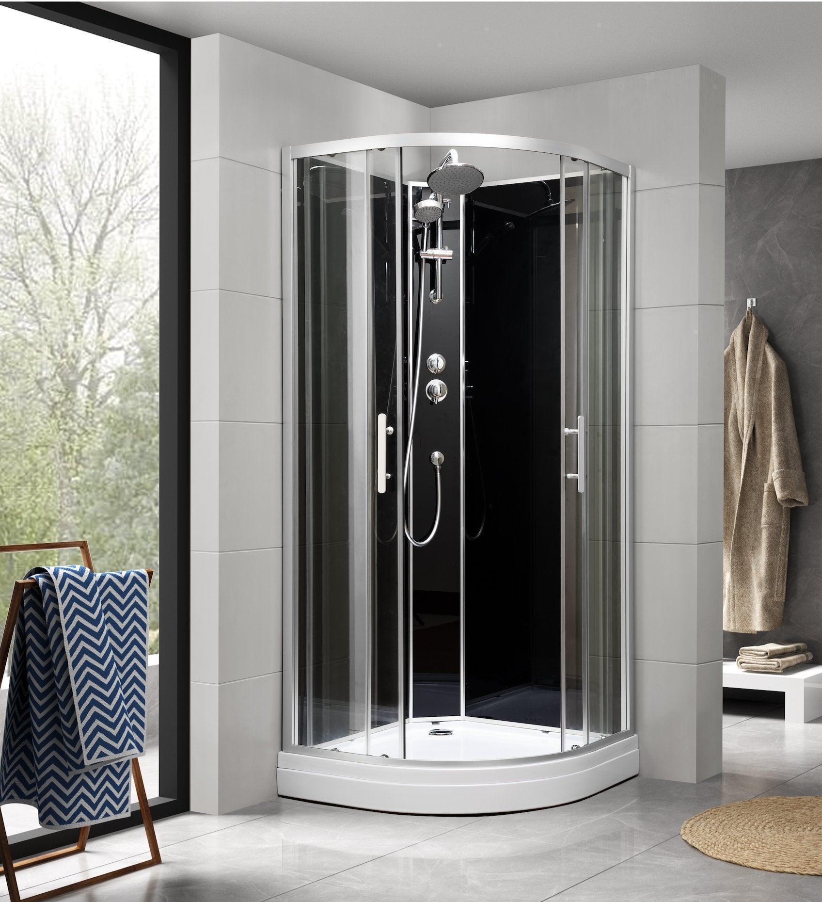 Gilleleje, Shower Cabin Set - Code, Black Glass - 90 cm - MASTERSTORE - 8595677170481 - Shower Cabin Set - Code - 20 - 909 - 01 - 52 - 00 - 8595677170481