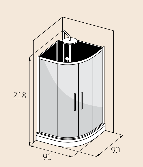 Gilleleje, Shower Cabin Set - Code, Black Glass - 120 cm - MASTERSTORE - 8595677170498 - Shower Cabin Set - Code - 20 - 801 - 01 - 52 - 00 - 8595677170498