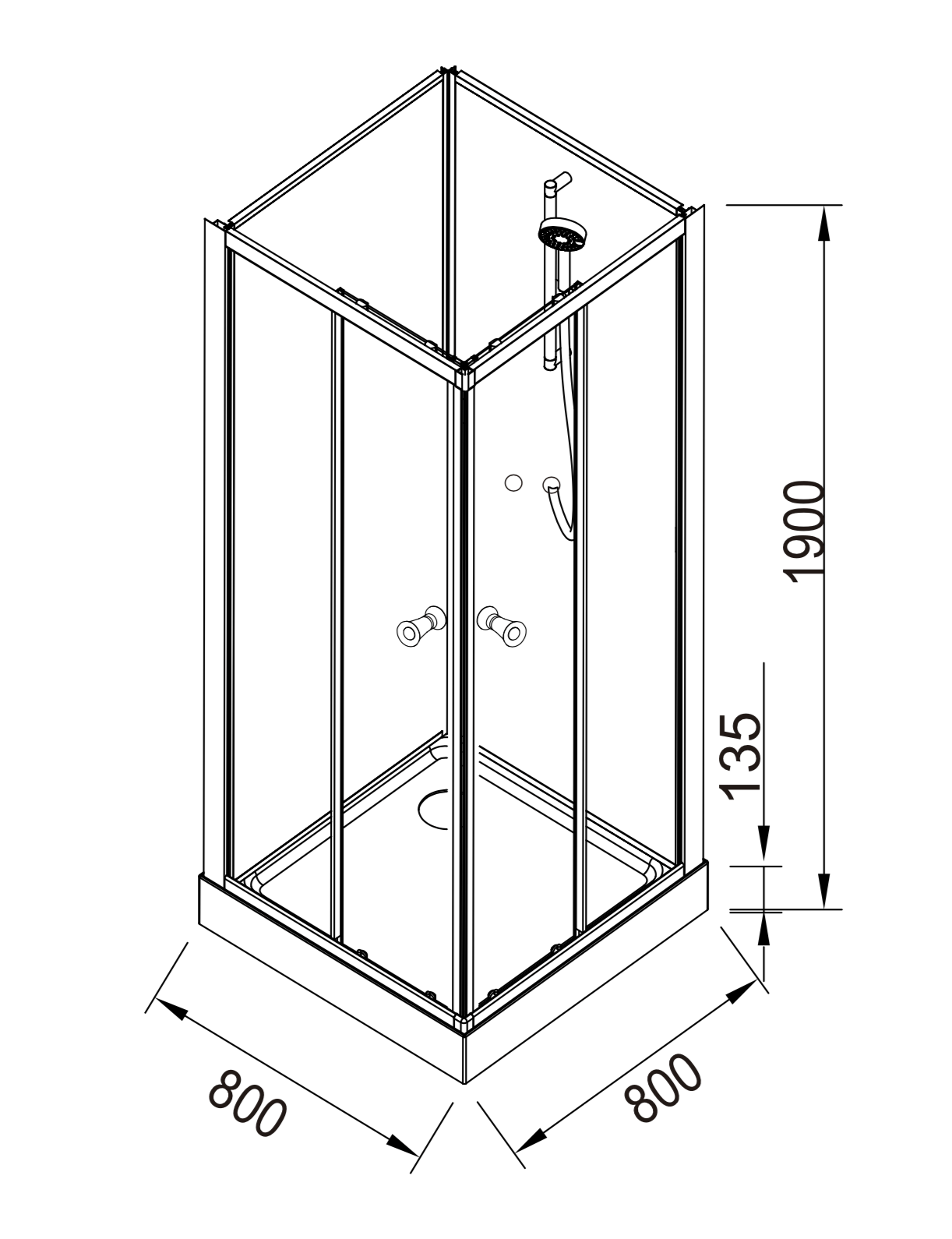 Gilleleje, Shower Cabin Set - Code, Black Glass - 120 cm - MASTERSTORE - 8595677170498 - Shower Cabin Set - Code - 20 - 801 - 01 - 52 - 00 - 8595677170498