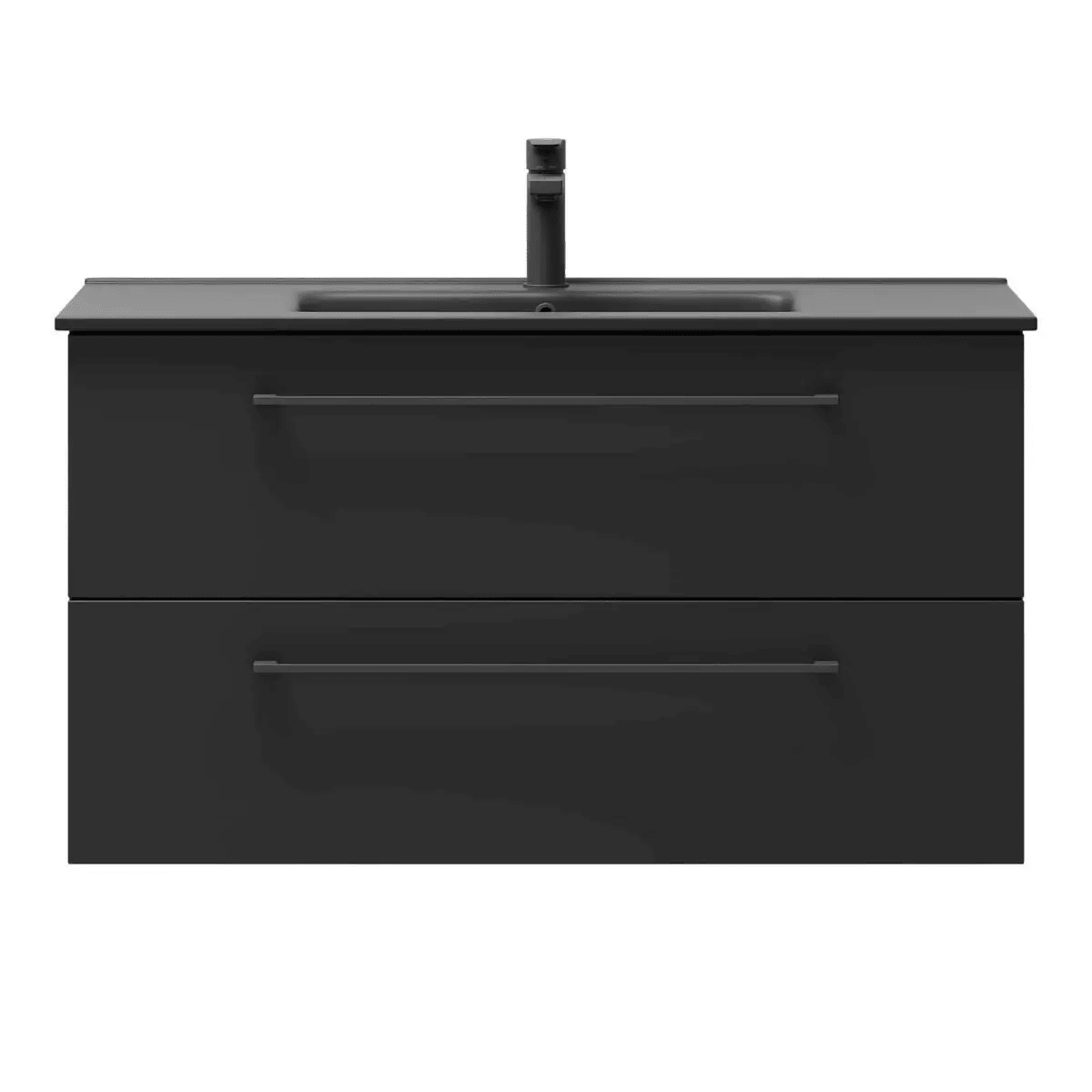 Badrumsmöbel med klassiska fronter - 100x46x57 cm - mattsvart - svart porslinstvättställ - svart handtag - Vollen - Tvättställsskåp - Vegsund, Furniture Set - Code, Black Mat - 101 cm - MASTERSTORE - 8595677170740 - Furniture Set - Code - 70 - 100 - 56 - 02 - 40 - 8595677170740 -