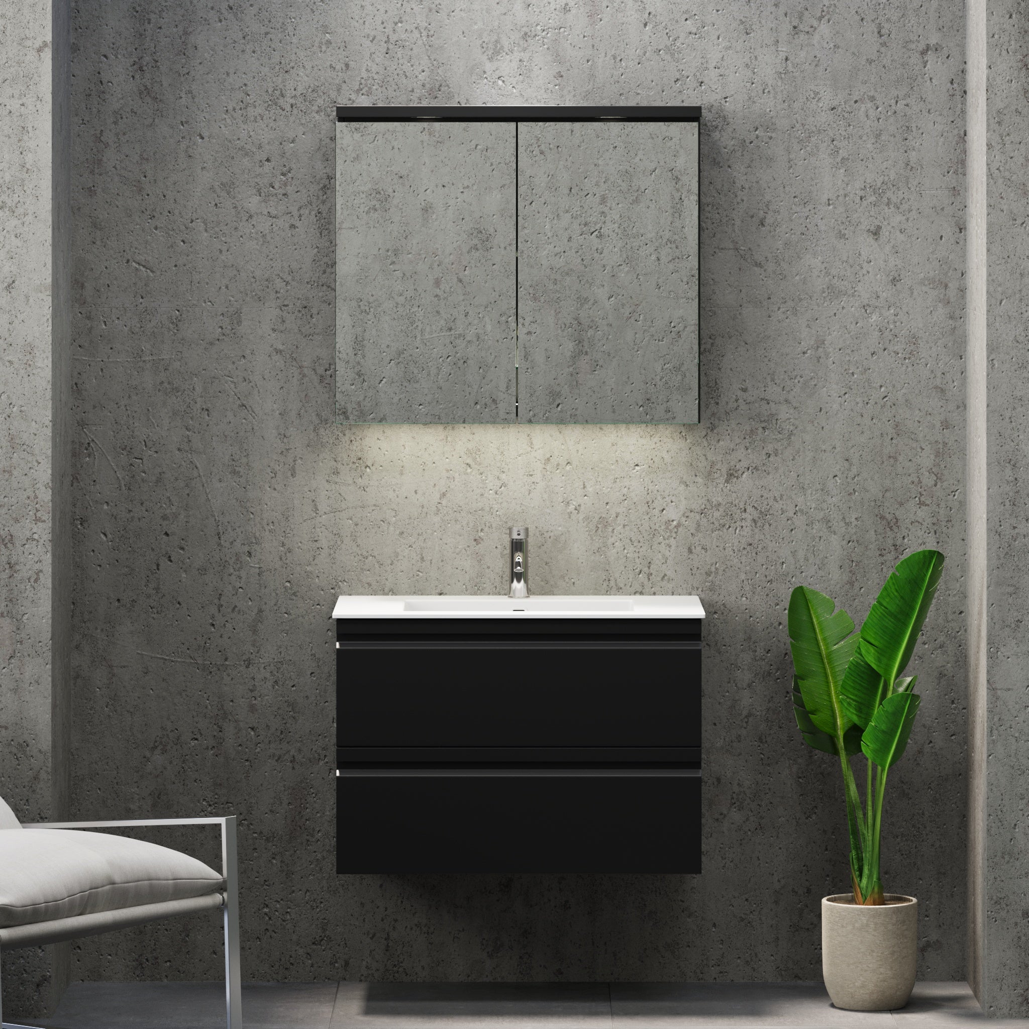 Knarrlagsund, Furniture Set - Basin & Cabinet, Black Mat - 100 cm - MASTERSTORE - 8595677171143 - Furniture Set - Code - 74-100-52-02-40 - 8595677171143