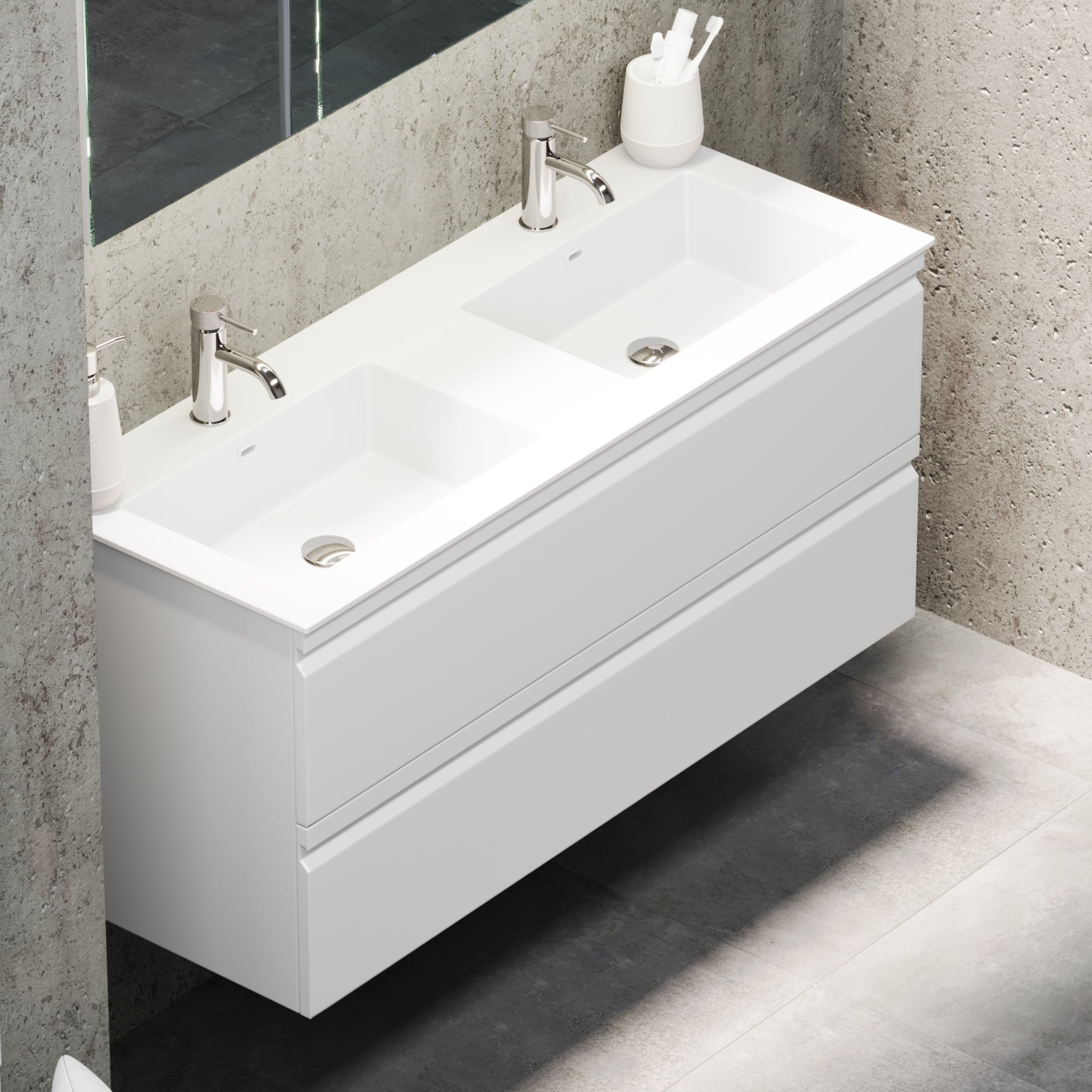 Knarrlagsund Badrumsmöbel – Djup 46 cm, Vit Högblank