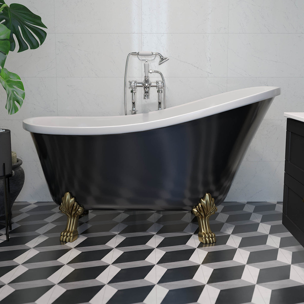 Svinkløv, Bathtub Set - Code, White Glossy - 150 cm - MASTERSTORE - 8595677176001 - Bathtub - 47-150-65-12-42 - 8595677176001