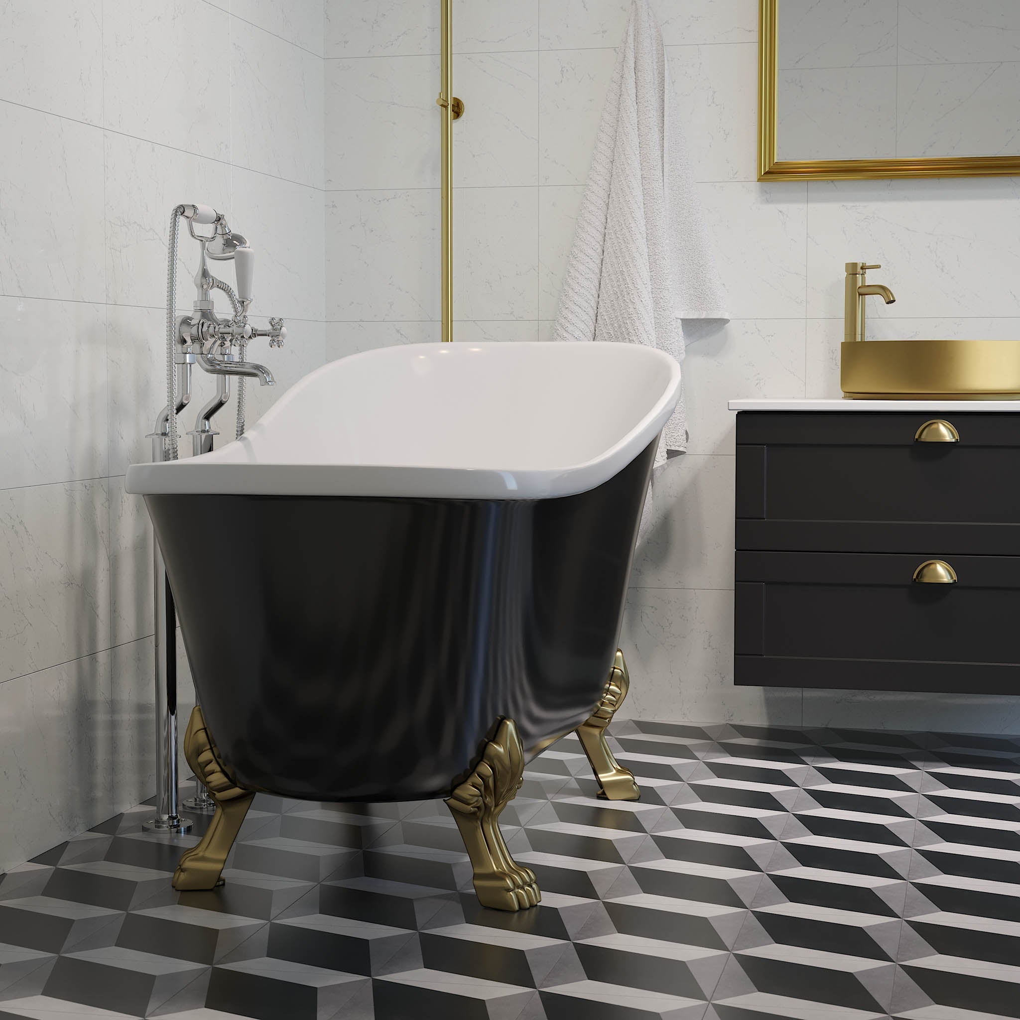 Svinkløv, Bathtub Set - Code, Brass Antique - 160 cm - MASTERSTORE - 8595677176100 - Bathtub Set - Code - 47 - 160 - 65 - 65 - 42 - 8595677176100