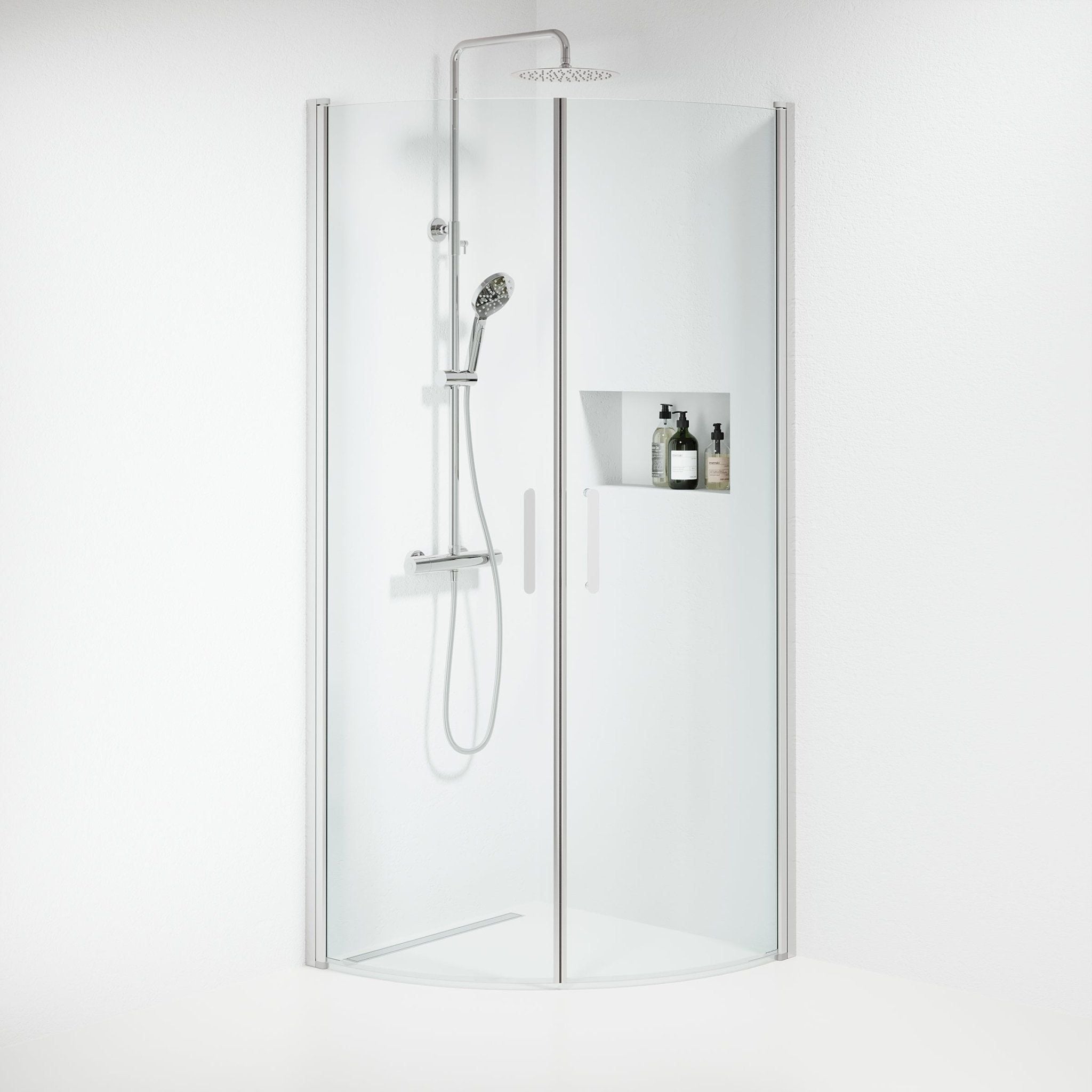 Shower enclosure semi - circular 80x80x195 cm - 6 mm clear nano glass - chrome profile - Sandefjord - MASTERSTORE - 8595677176261 - Shower Enclosures - 15-080-01-60-00 - 8595677176261
