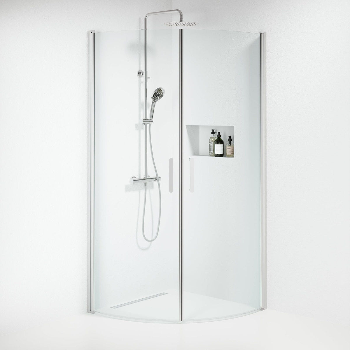 Shower enclosure semi - circular 80x80x195 cm - 6 mm clear nano glass - chrome profile - Sandefjord - MASTERSTORE - 8595677176261 - Shower Enclosures - 15-080-01-60-00 - 8595677176261