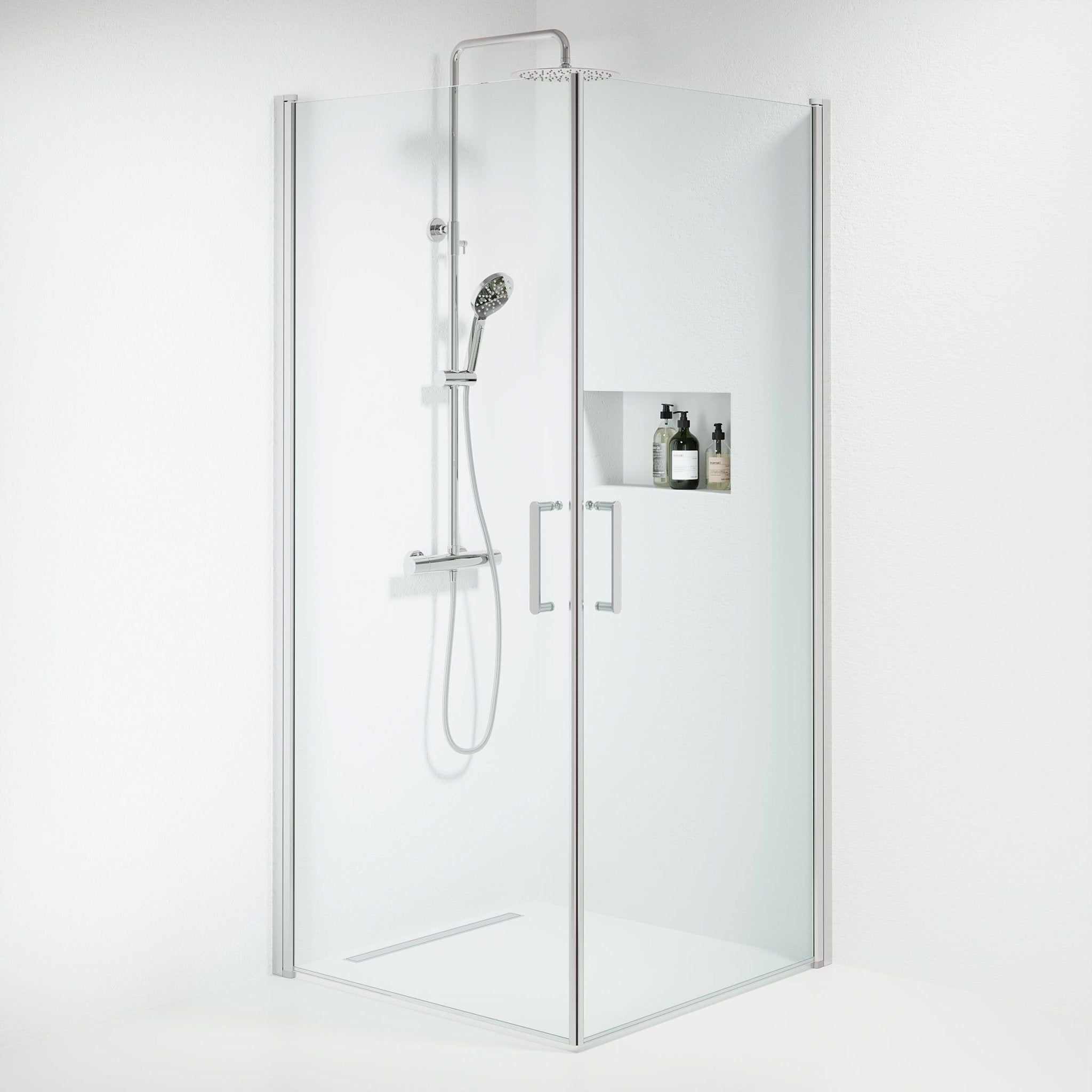 Shower enclosure square 90x90x195 cm - 6 mm clear nano glass - chrome profile - Sandefjord - MASTERSTORE - 8595677176322 - Shower Enclosures - 15-090-02-60-00 - 8595677176322