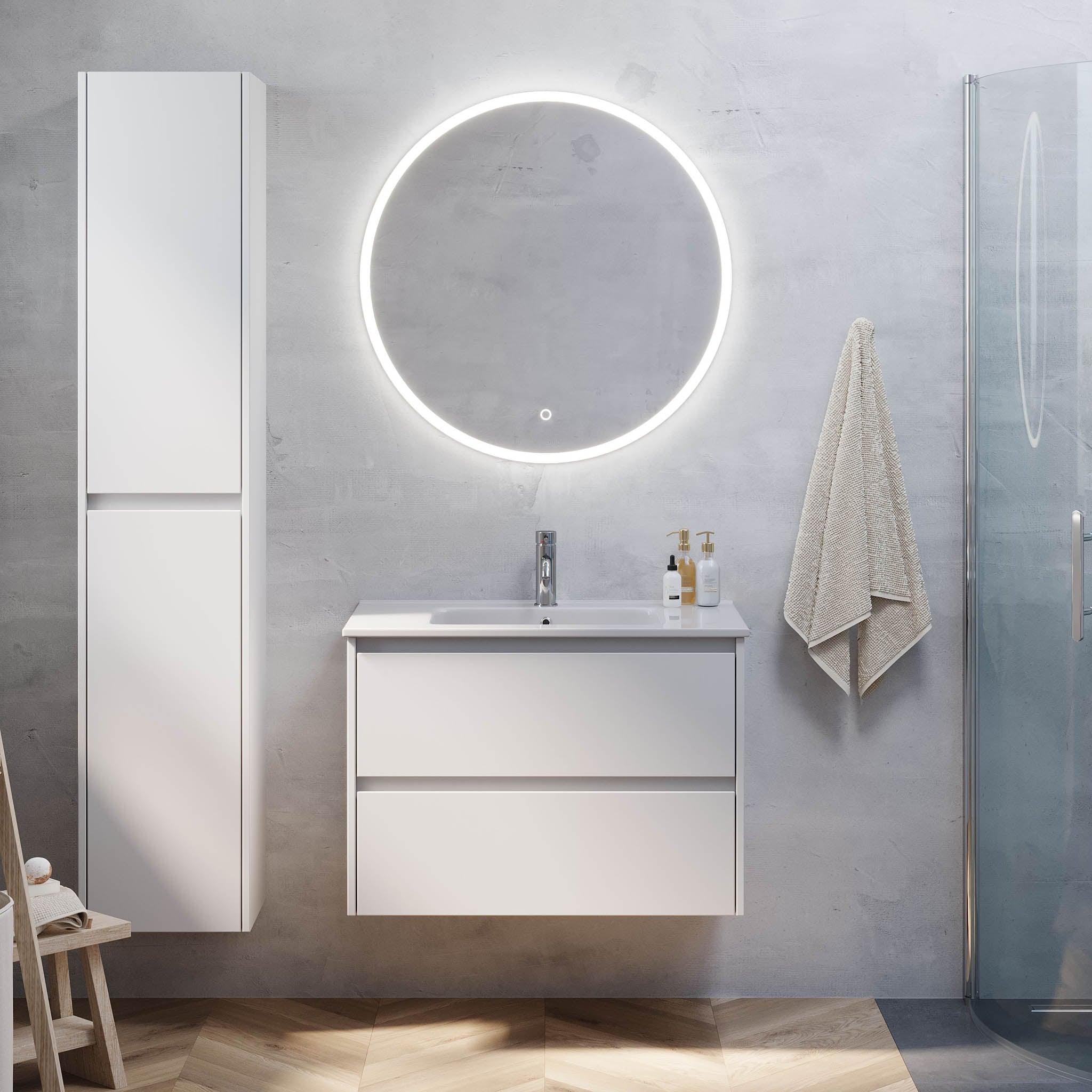 Badrumsmöbel med klassiska integrerade fronter - 60x46x57 cm - mattvit - Molde - Tvättställsskåp - Molde, Furniture Set - One Box, White Mat - 59 cm - MASTERSTORE - 8595677178876 - Furniture Set - One Box - 77 - 060 - 11 - 01 - 00 - 8595677178876 -