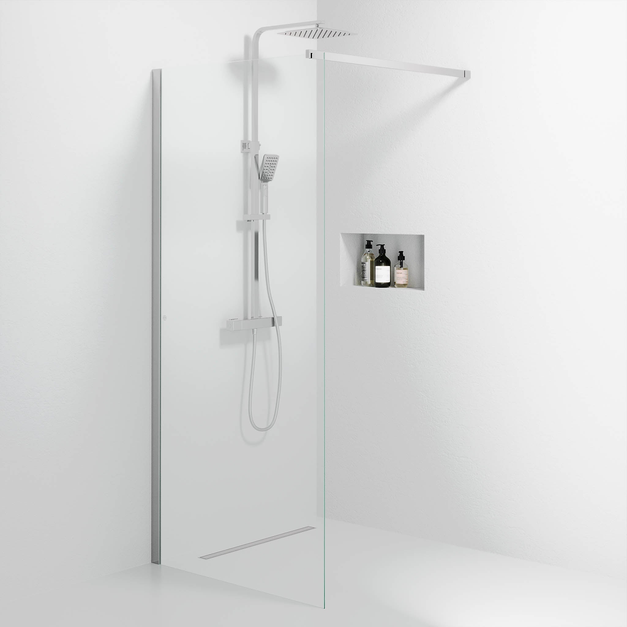 Sandefjord, Shower Wall, Clear/Chrome - 90 cm - MASTERSTORE - 8595677180466 - Shower Wall - 42 - 090 - 07 - 60 - 00 - 8595677180466