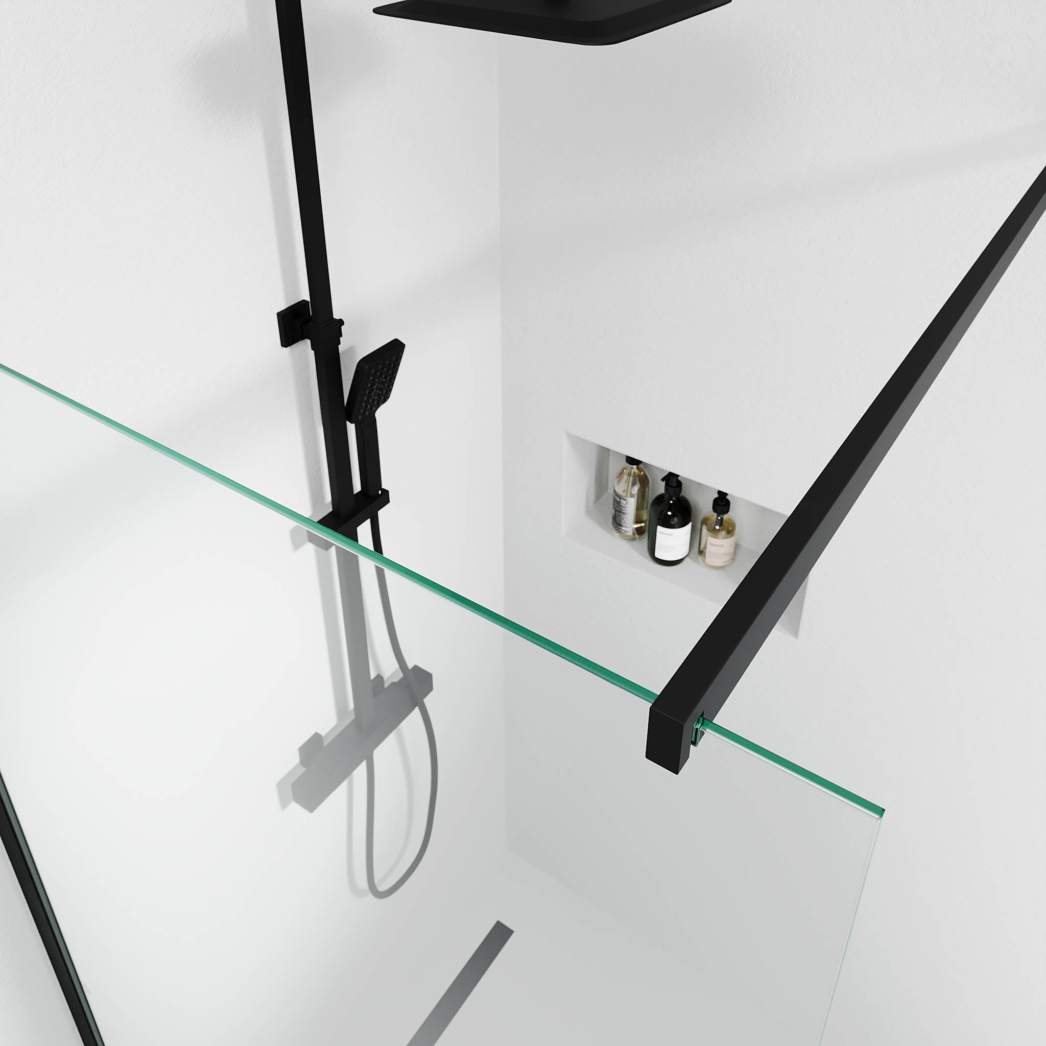 Sandefjord, Shower Wall, Clear/Black - 90 cm - MASTERSTORE - 8595677180473 - Shower Wall - 42 - 090 - 07 - 02 - 00 - 8595677180473