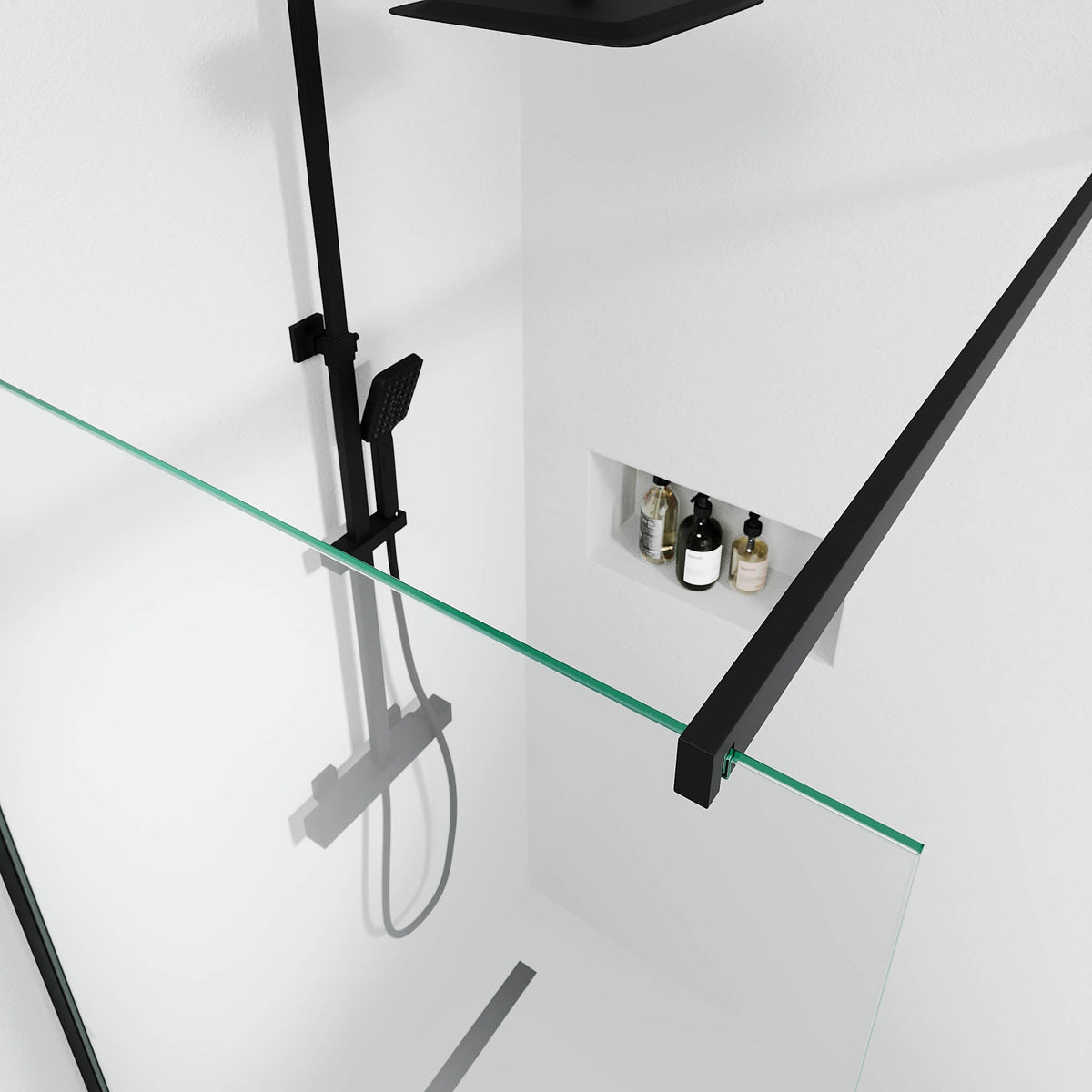 Sandefjord, Shower Wall, Clear/Black - 90 cm - MASTERSTORE - 8595677180473 - Shower Wall - 42 - 090 - 07 - 02 - 00 - 8595677180473